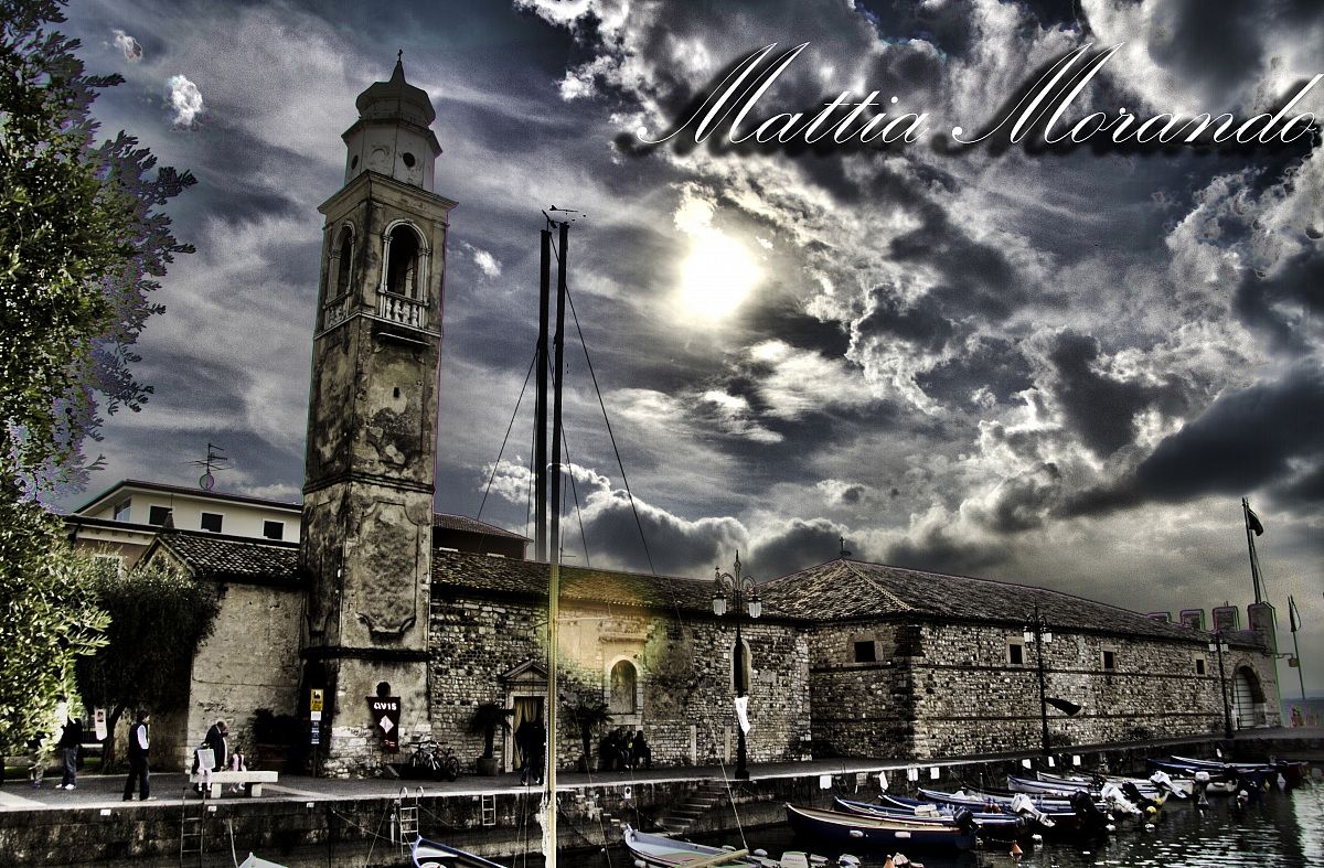 HDR of the port of Lazise Lake Garda