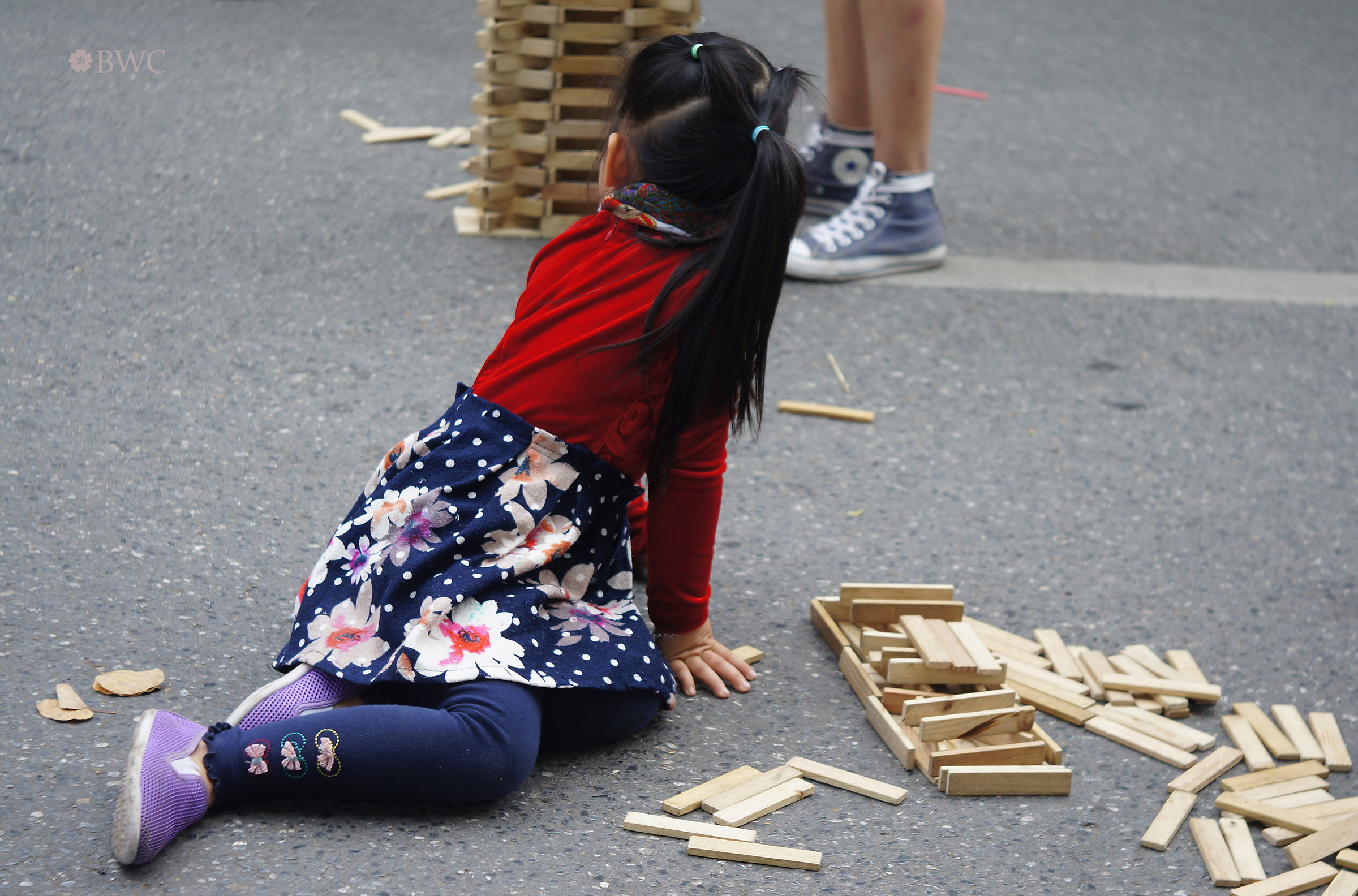 Little Girl Playing Builder Game