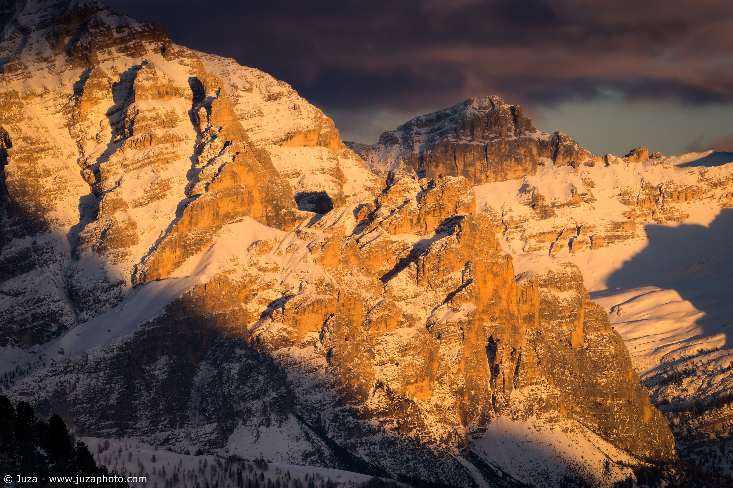 Tramonto sulle Dolomiti, dal Passo Gardena