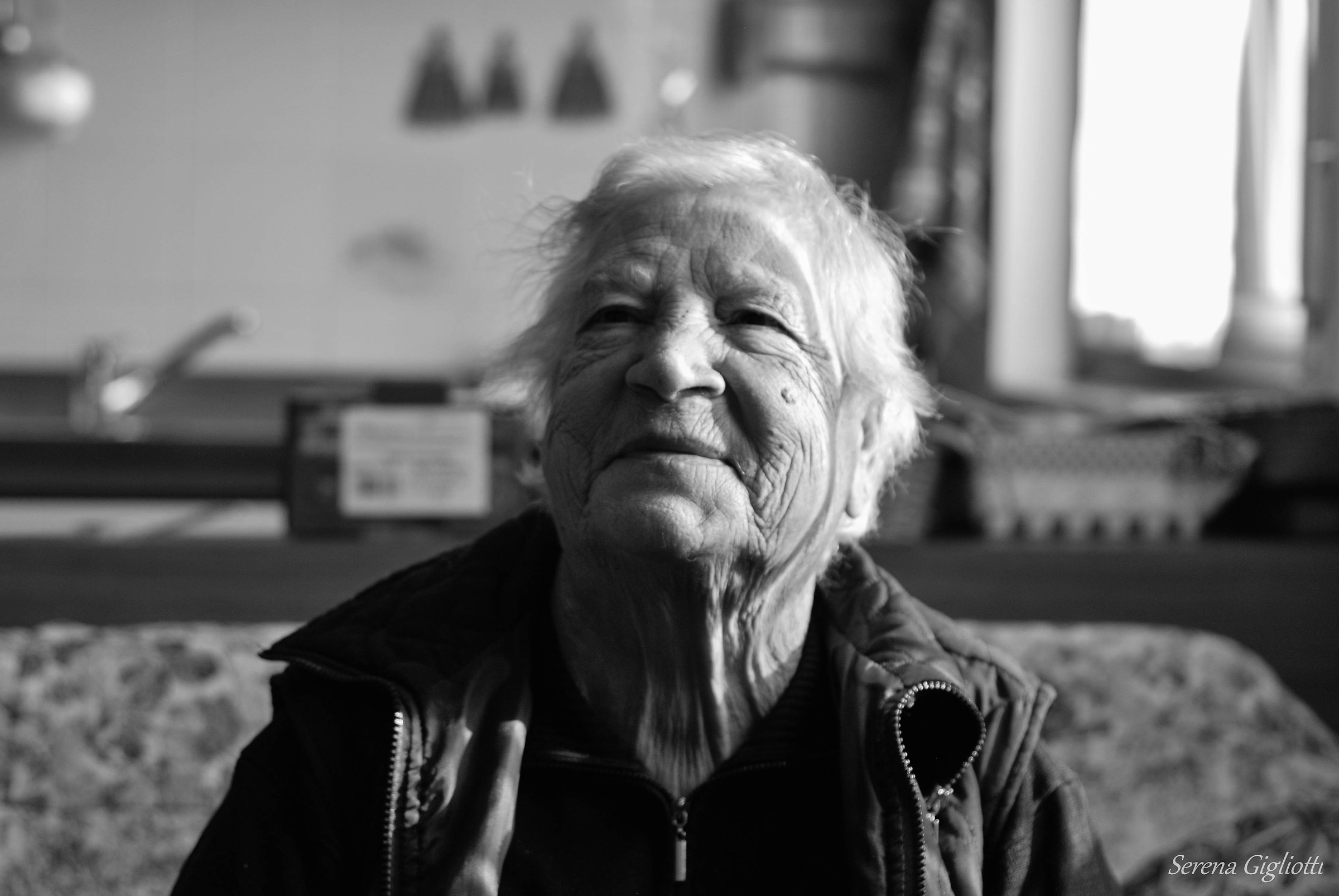 Grandmother watching television