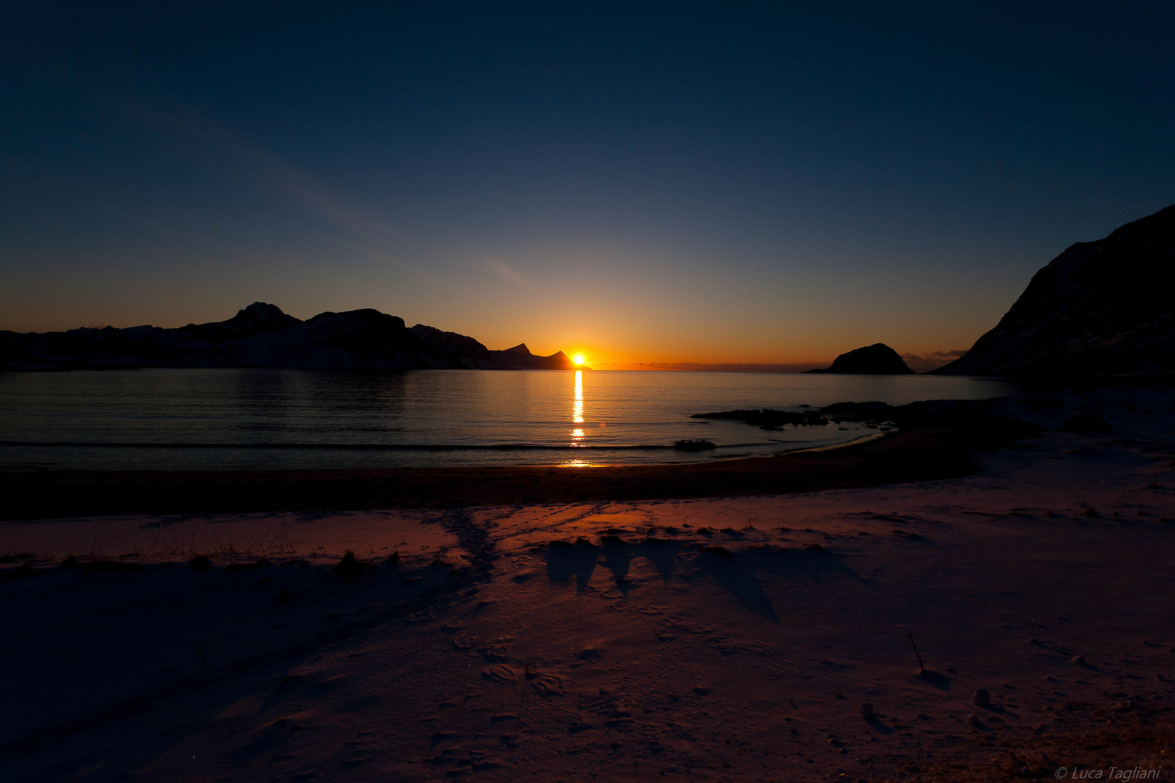 Haukland Beach at sunset