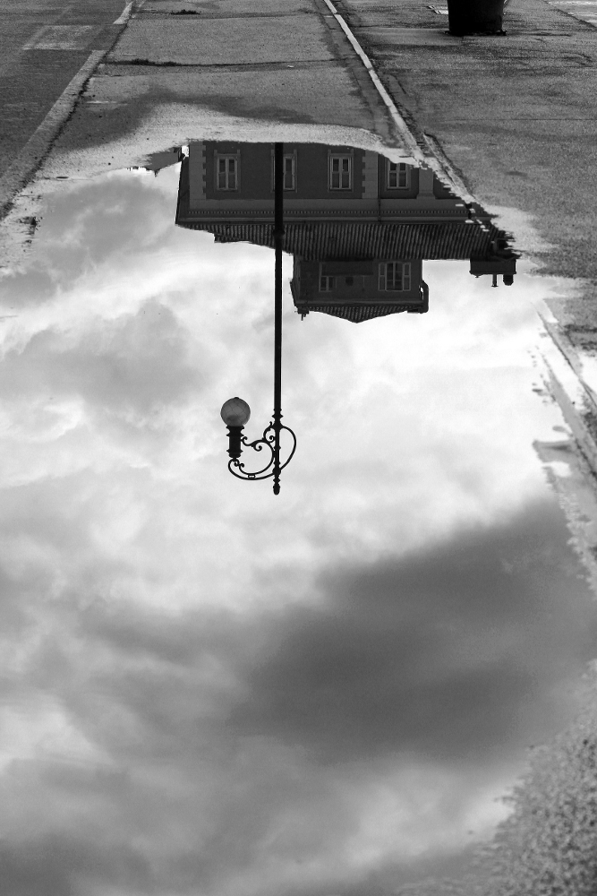 Trieste riflessa tra i vecchi binari
