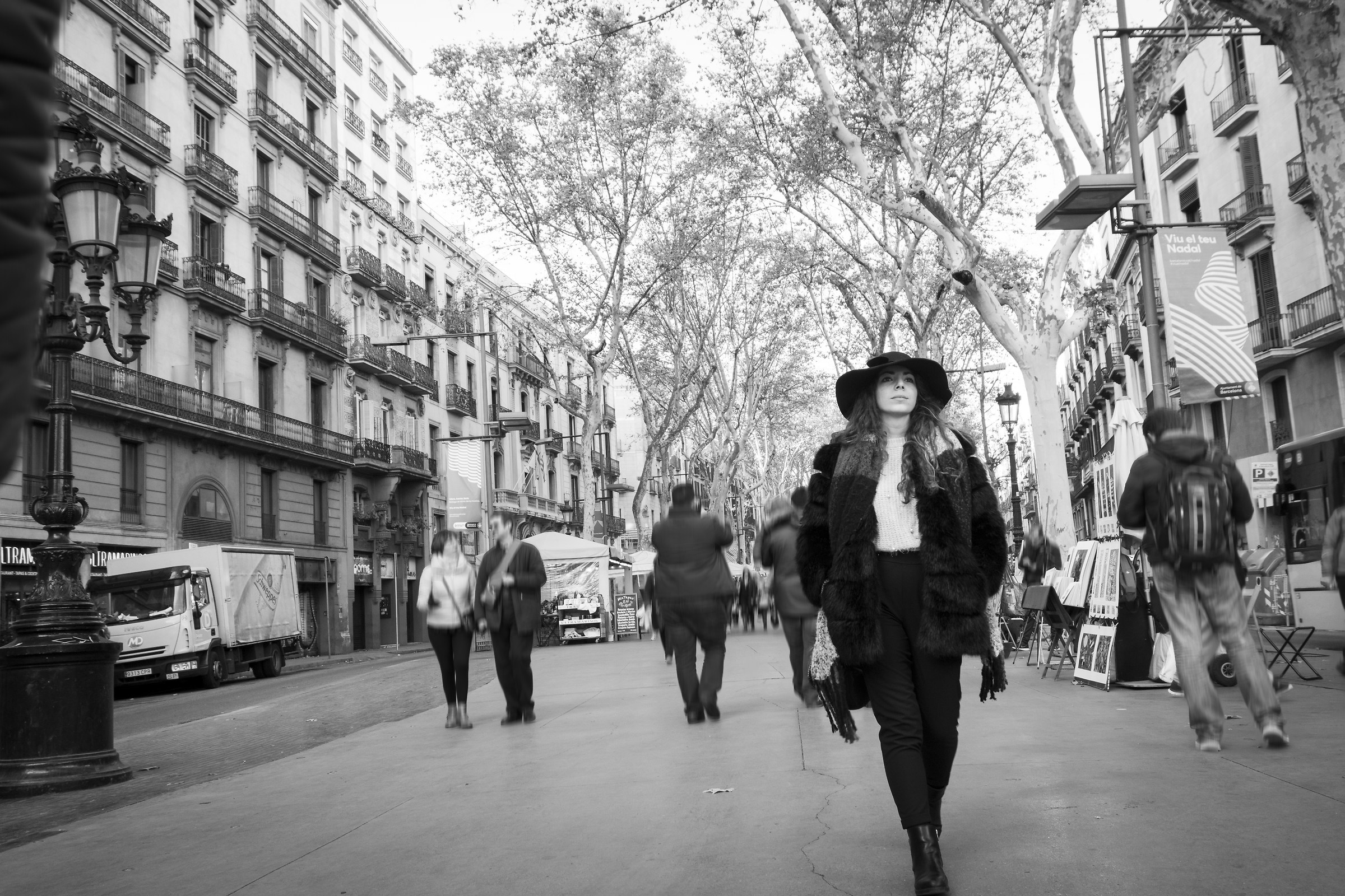 Walking through the Rambla.