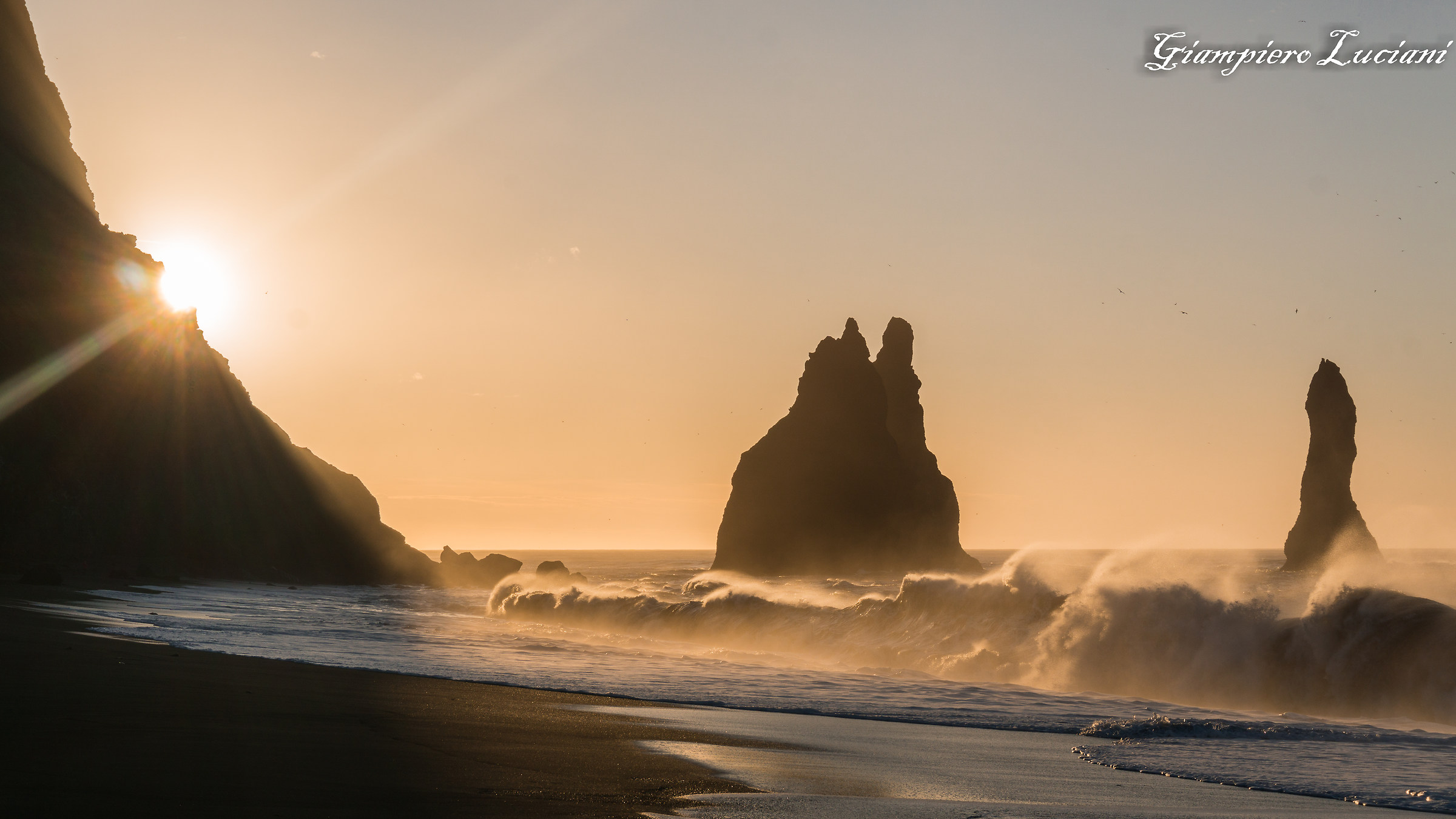 sunrise on reynisfjara beach