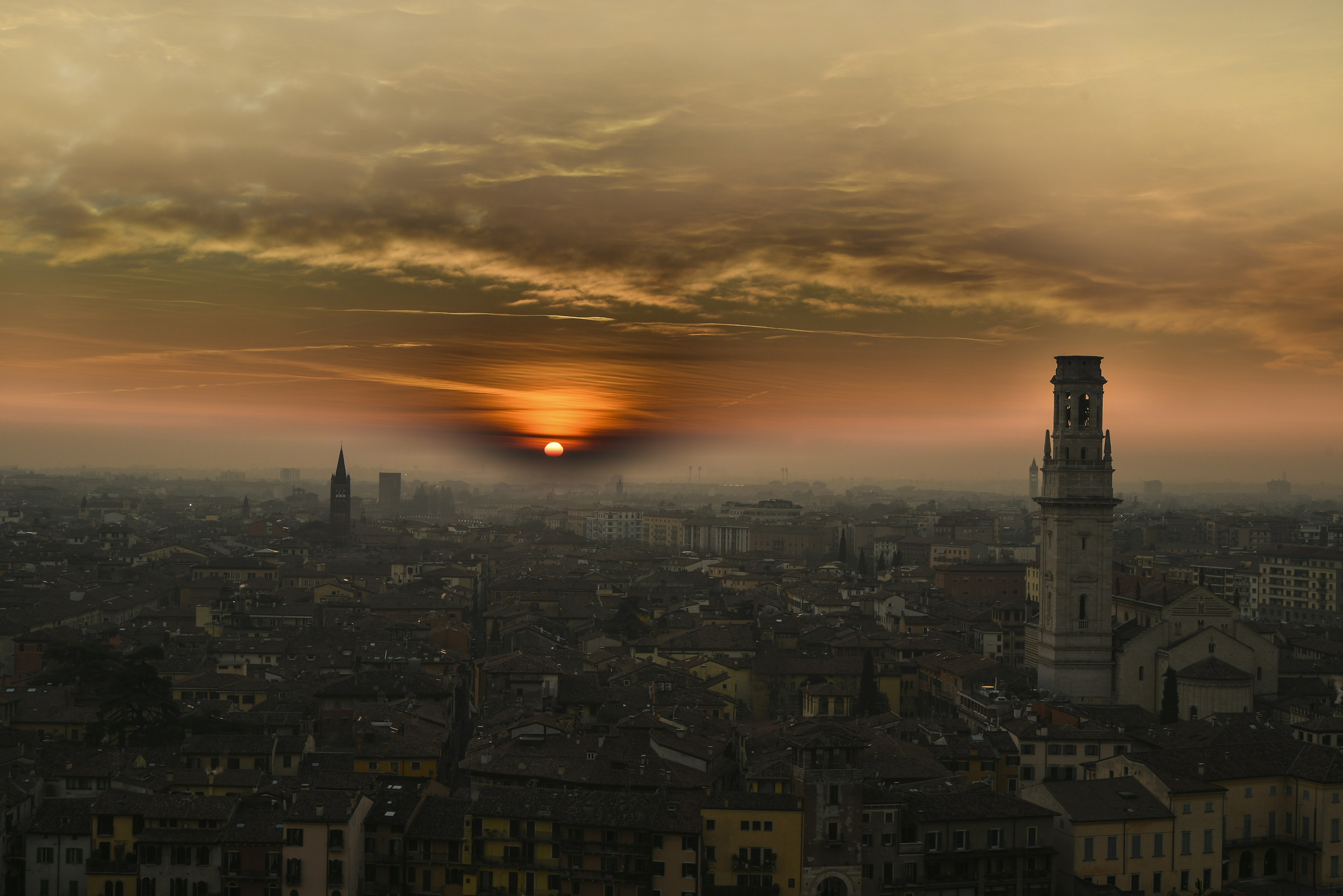 sunset in Verona by castel san pietro