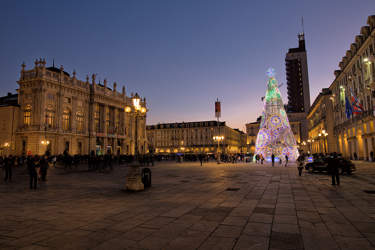 Natale 2017 in Piazza Castello a Torino.