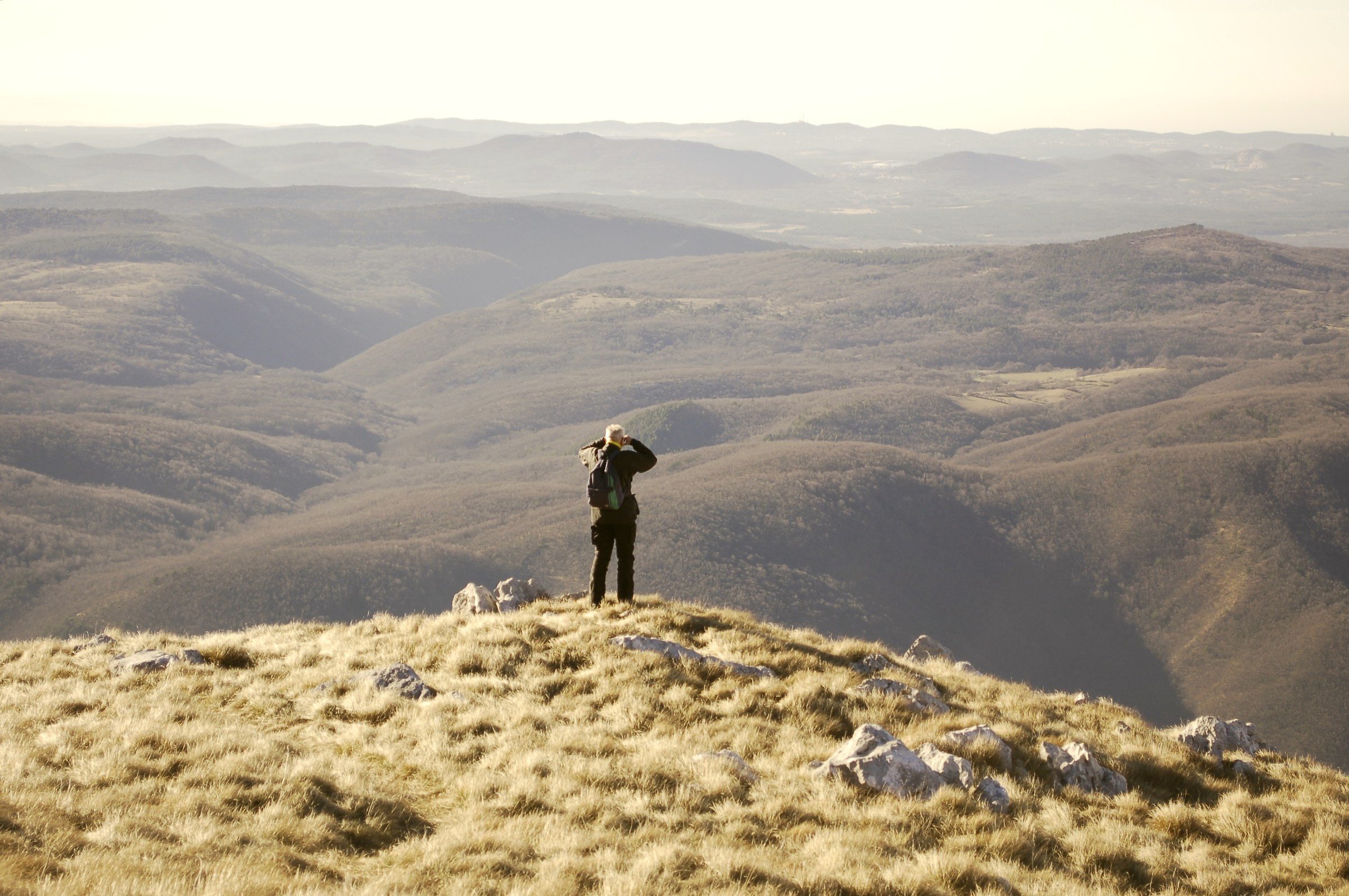 Motorcyclist who admires the view - Mount Nanos, Slo