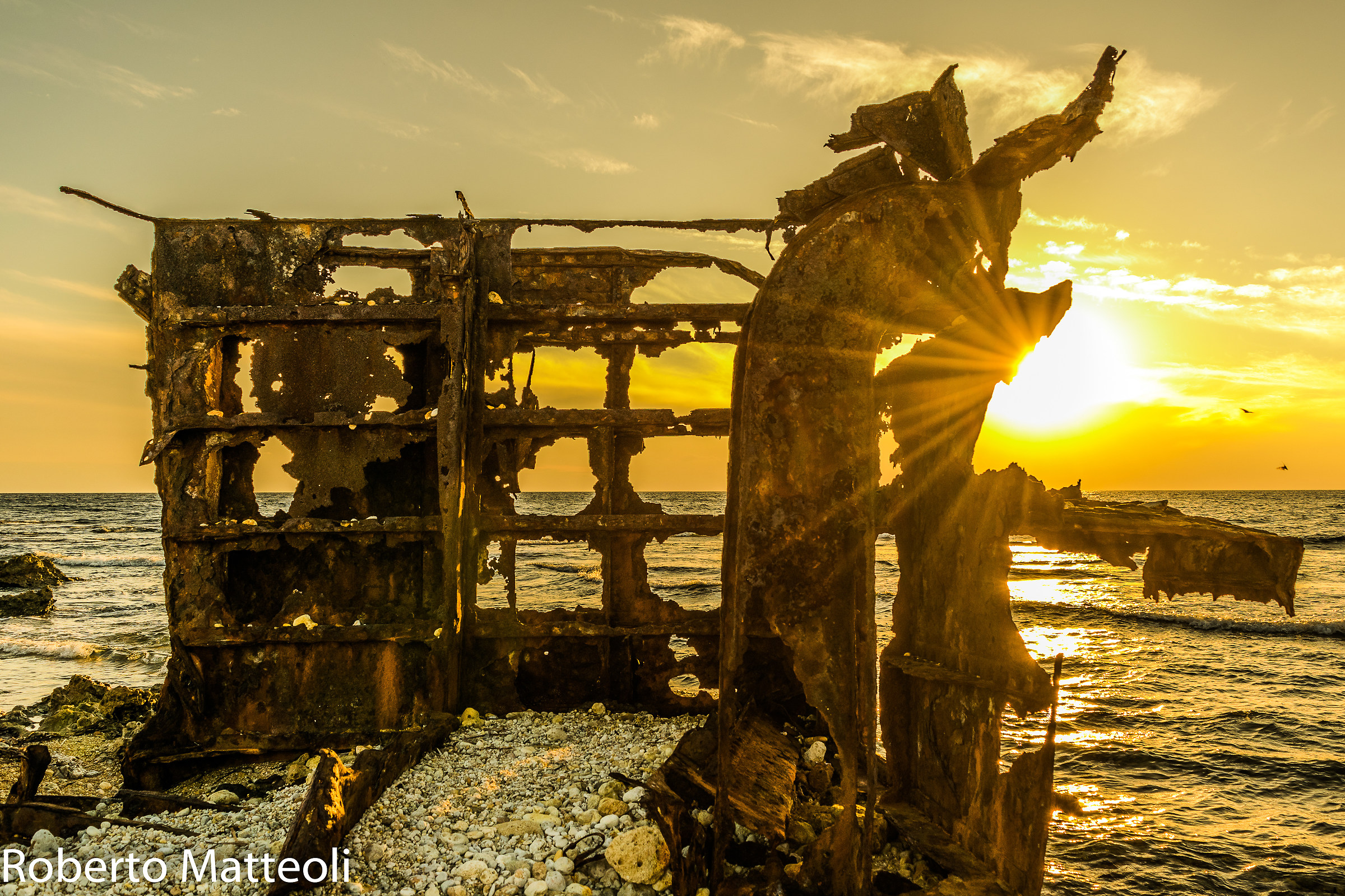Wreck at sunset ...