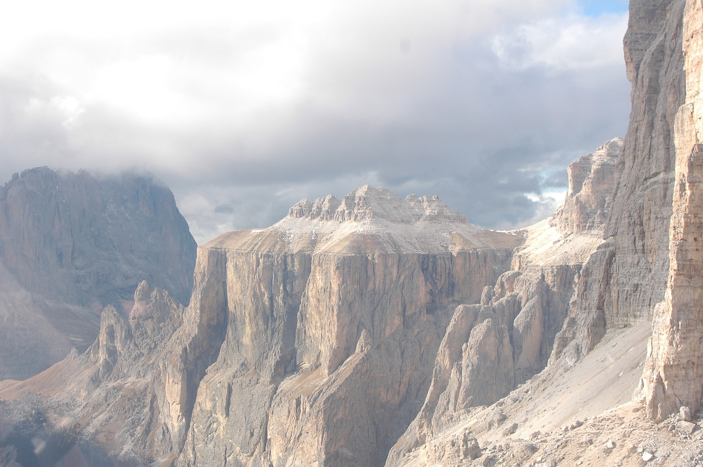 Pordoi pass seen on the Sella group