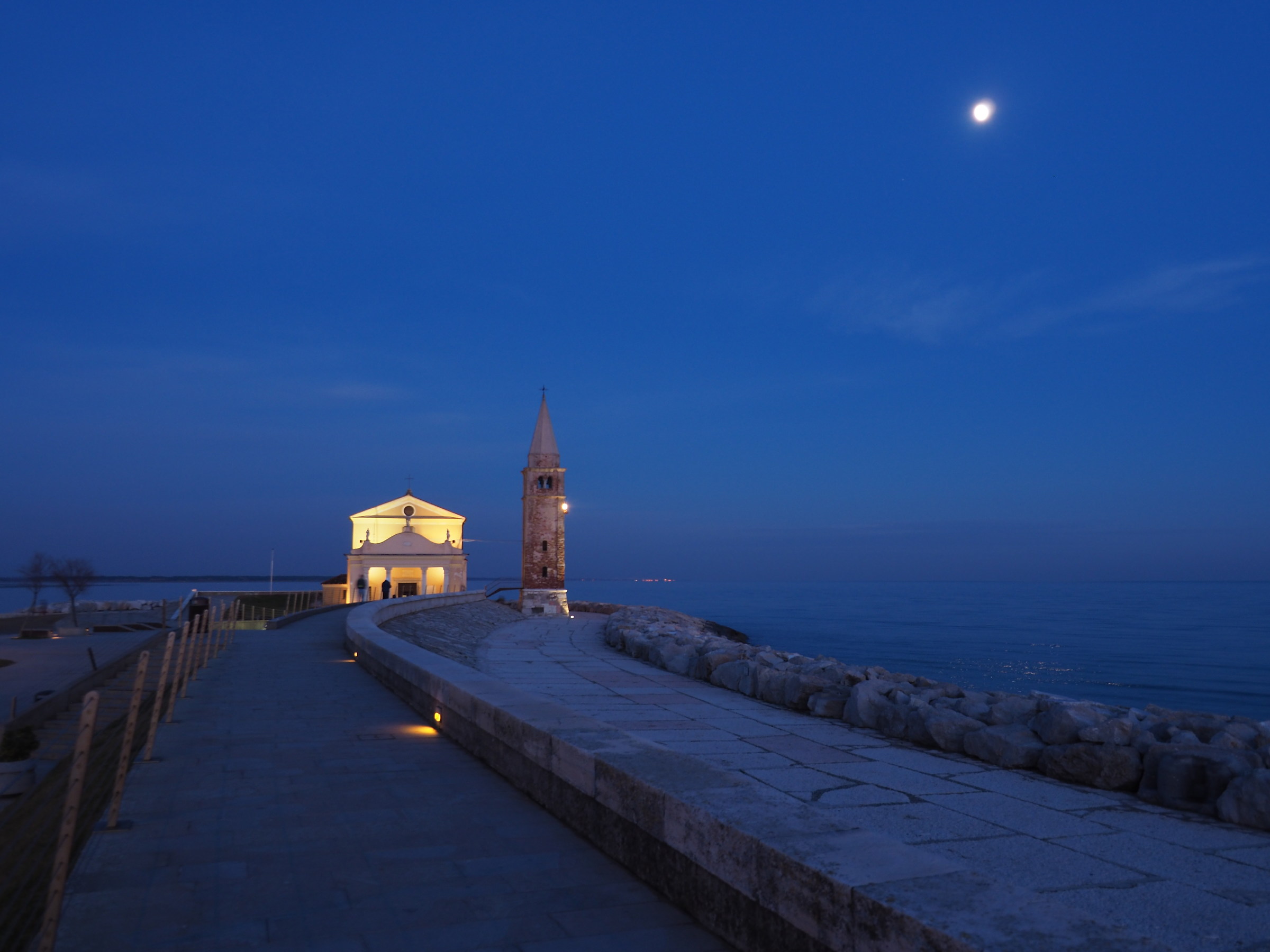 chapel on the sea with the moon