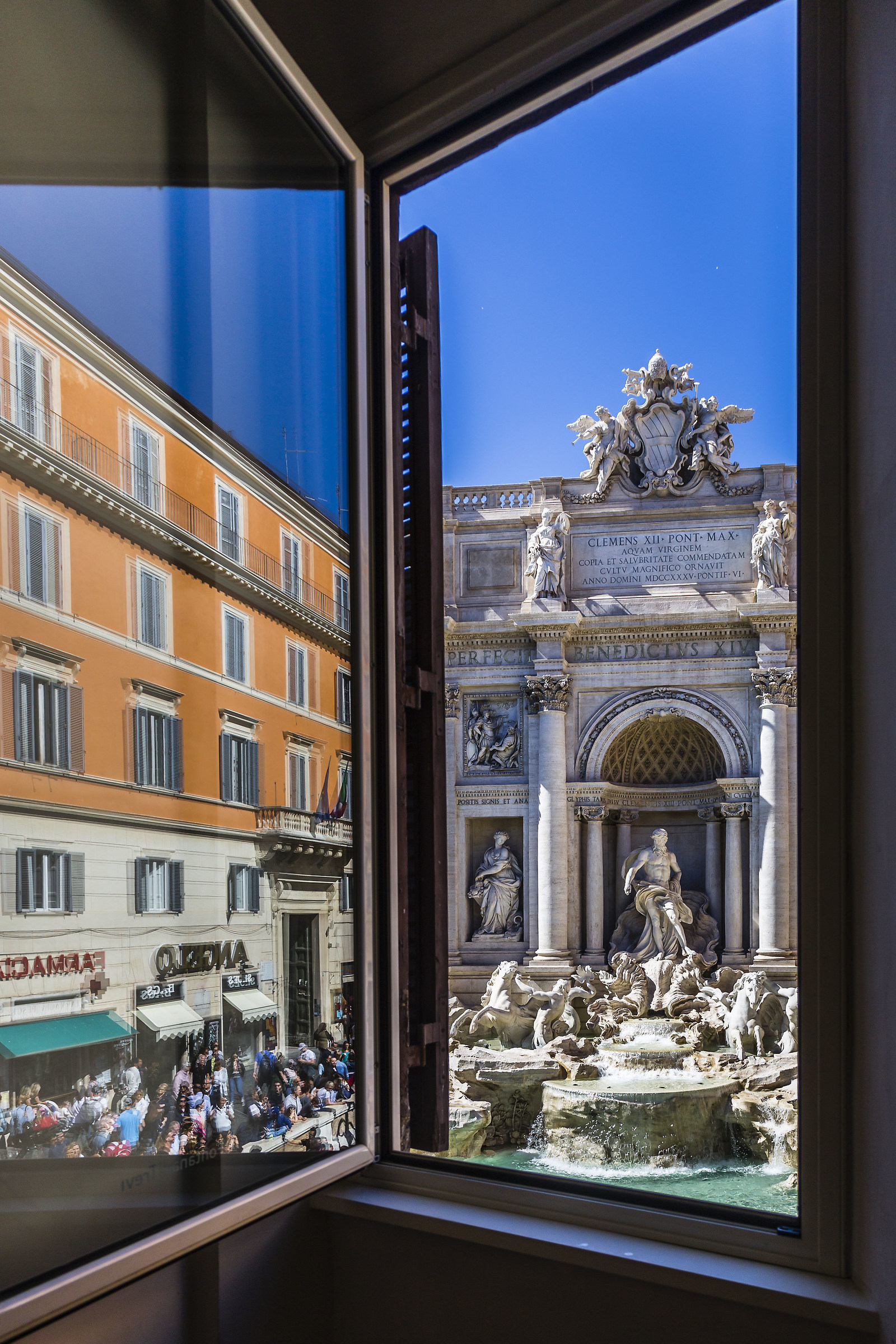 A window on the Trevi Fountain