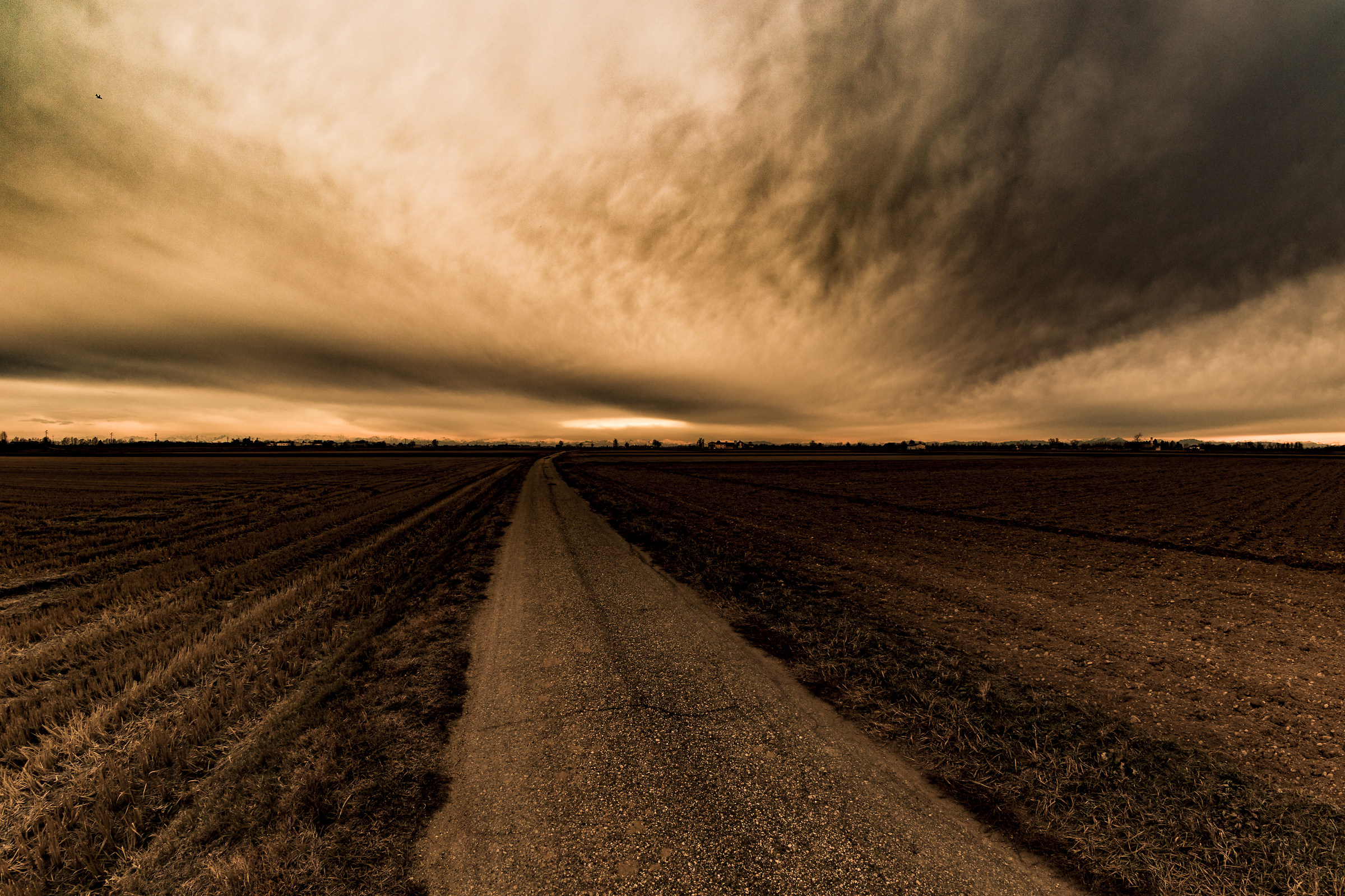 The road was long and straight