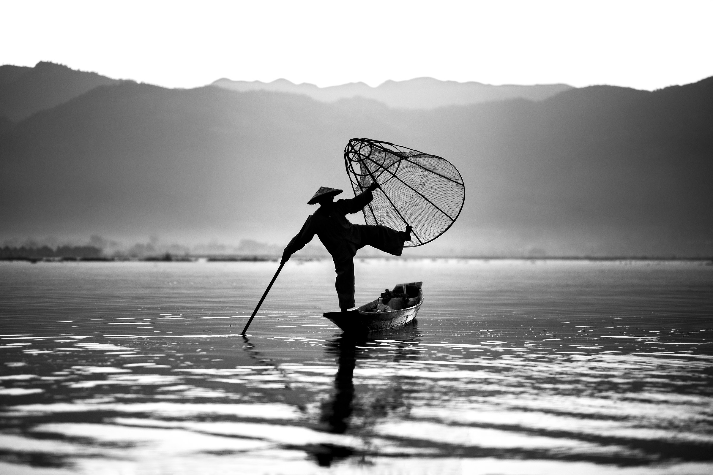 Typical Burmese fisherman from Inle Lake