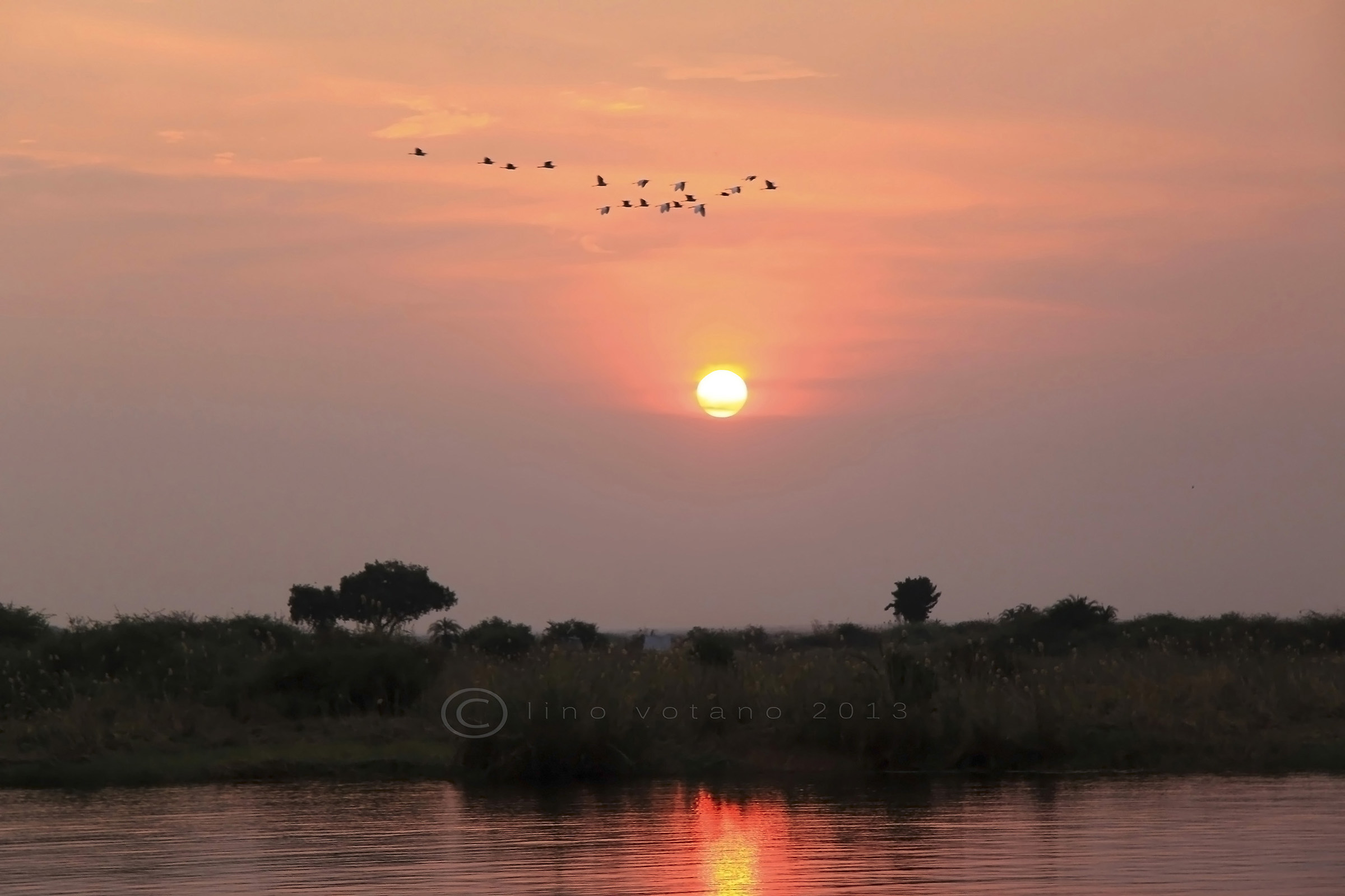 Tramonto sul Chobe River (Botswana)