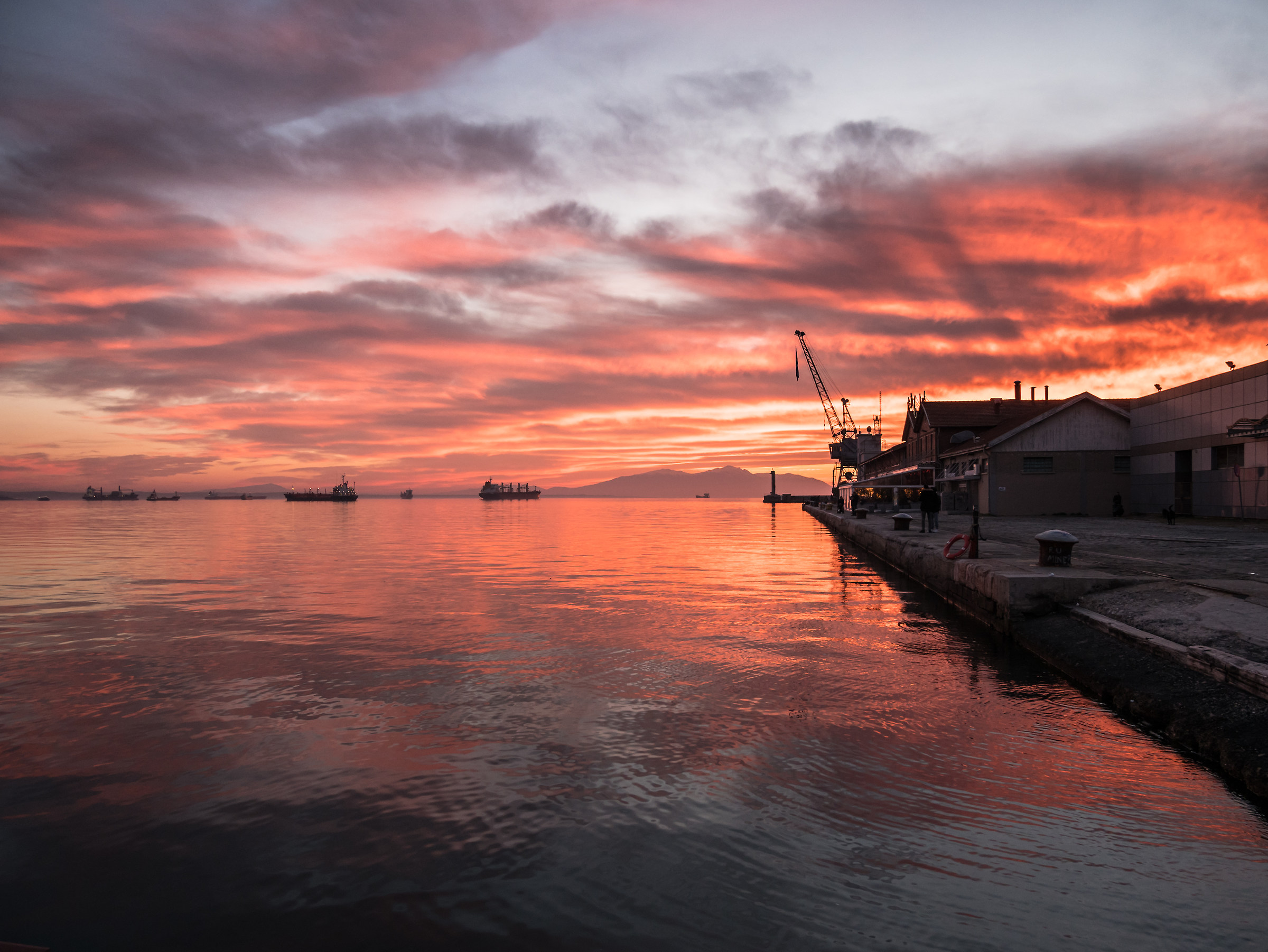 Sunset at the port of Thessaloniki (1)