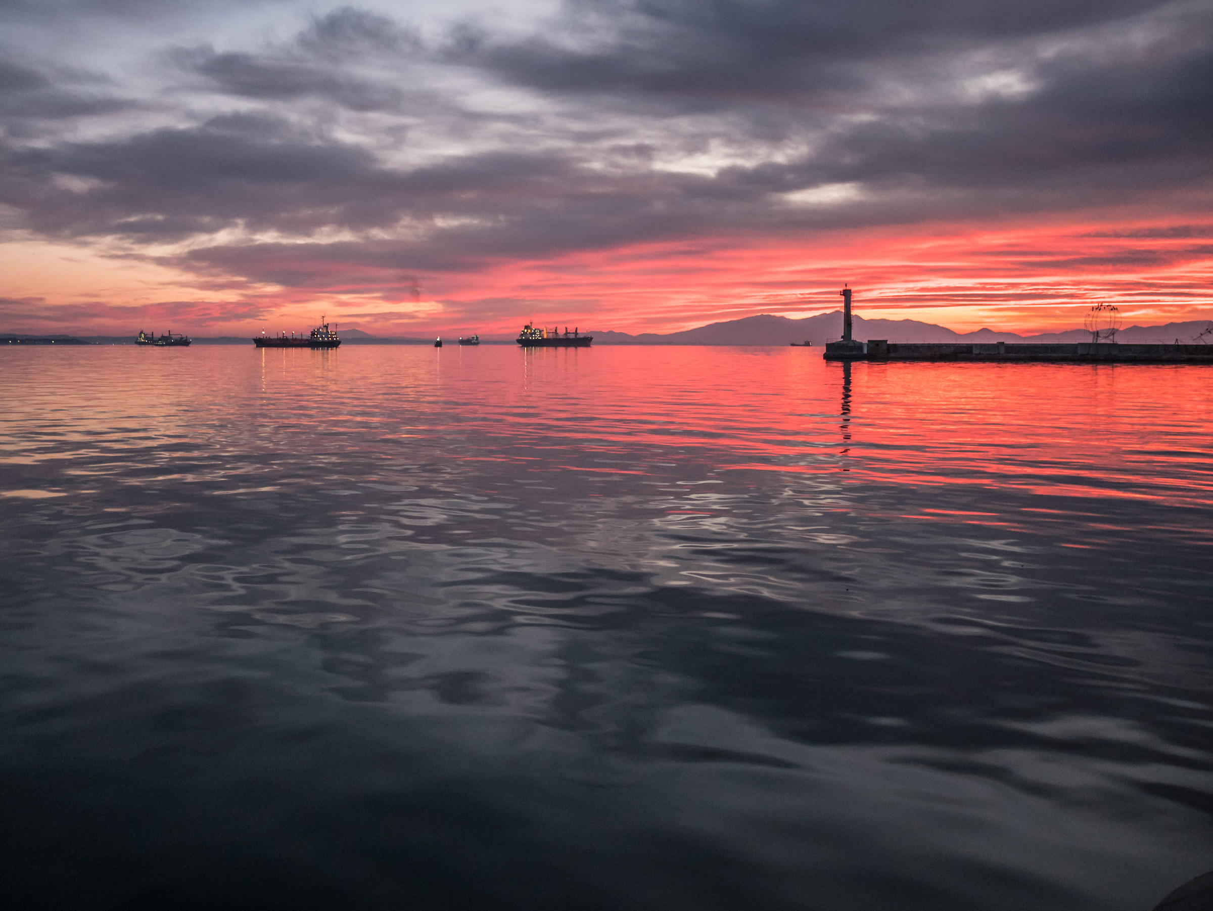 Sunset at the port of Thessaloniki (2)