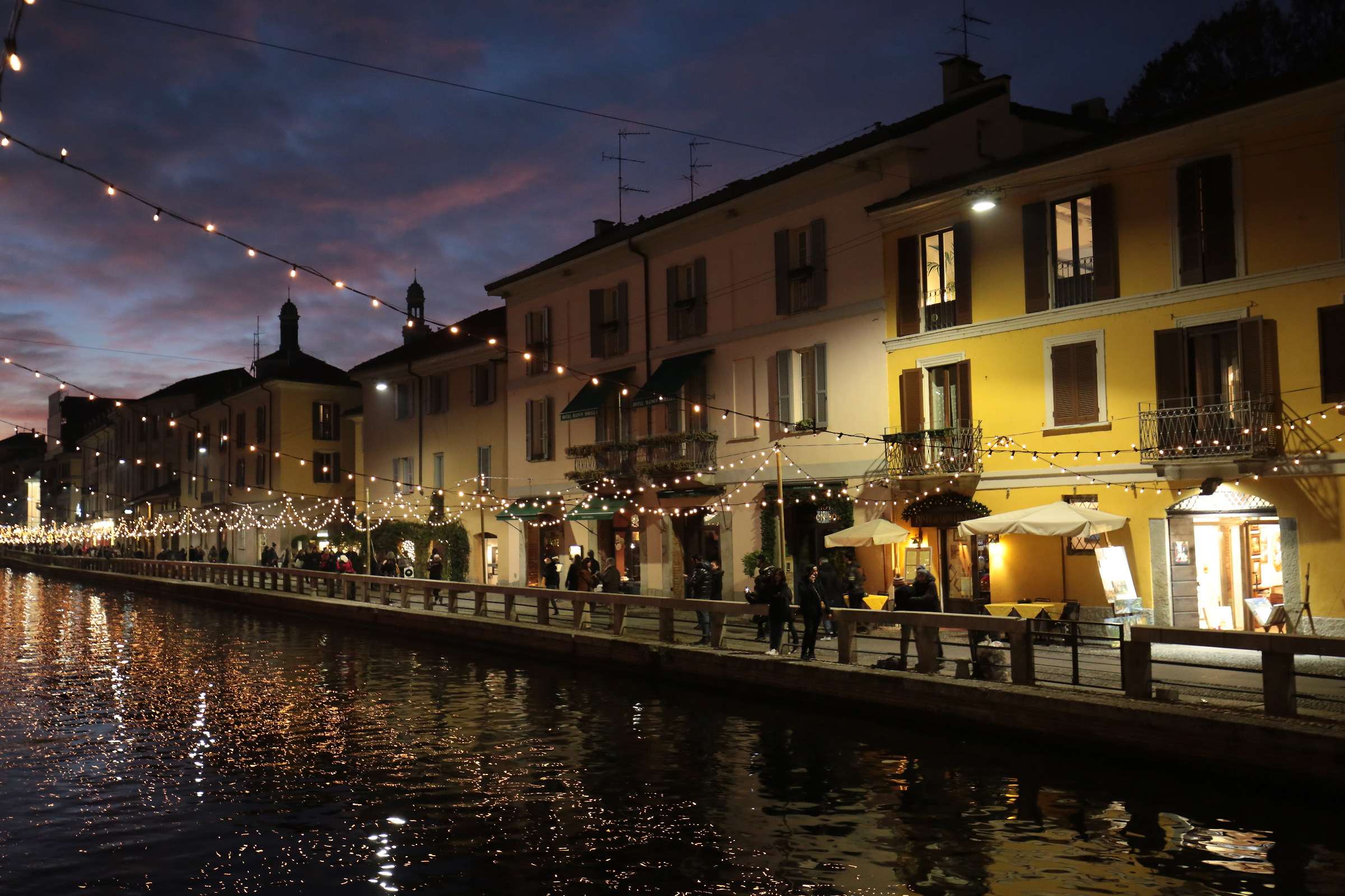 Milan - Naviglio Grande - Sunset with lights