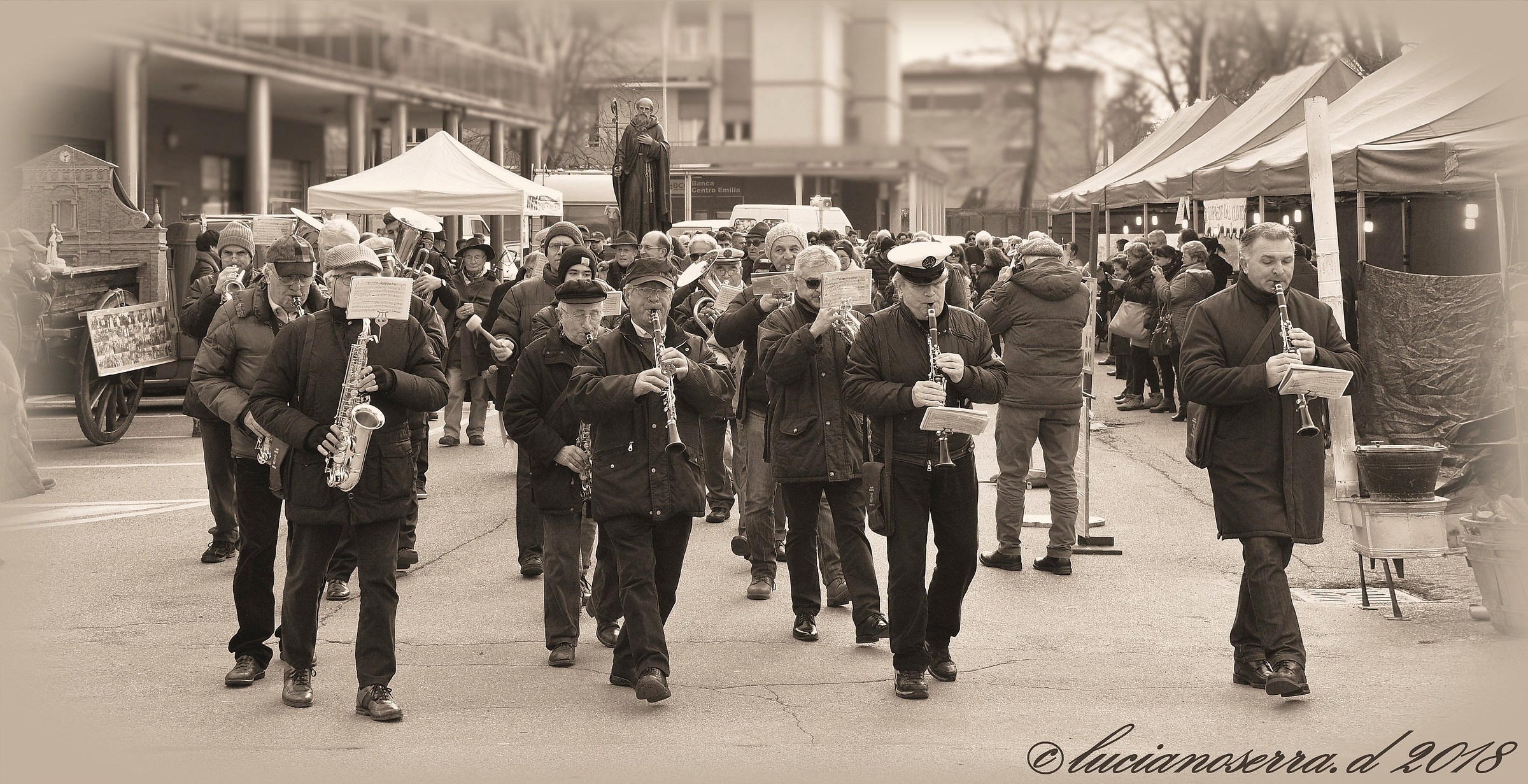 The band opens the procession