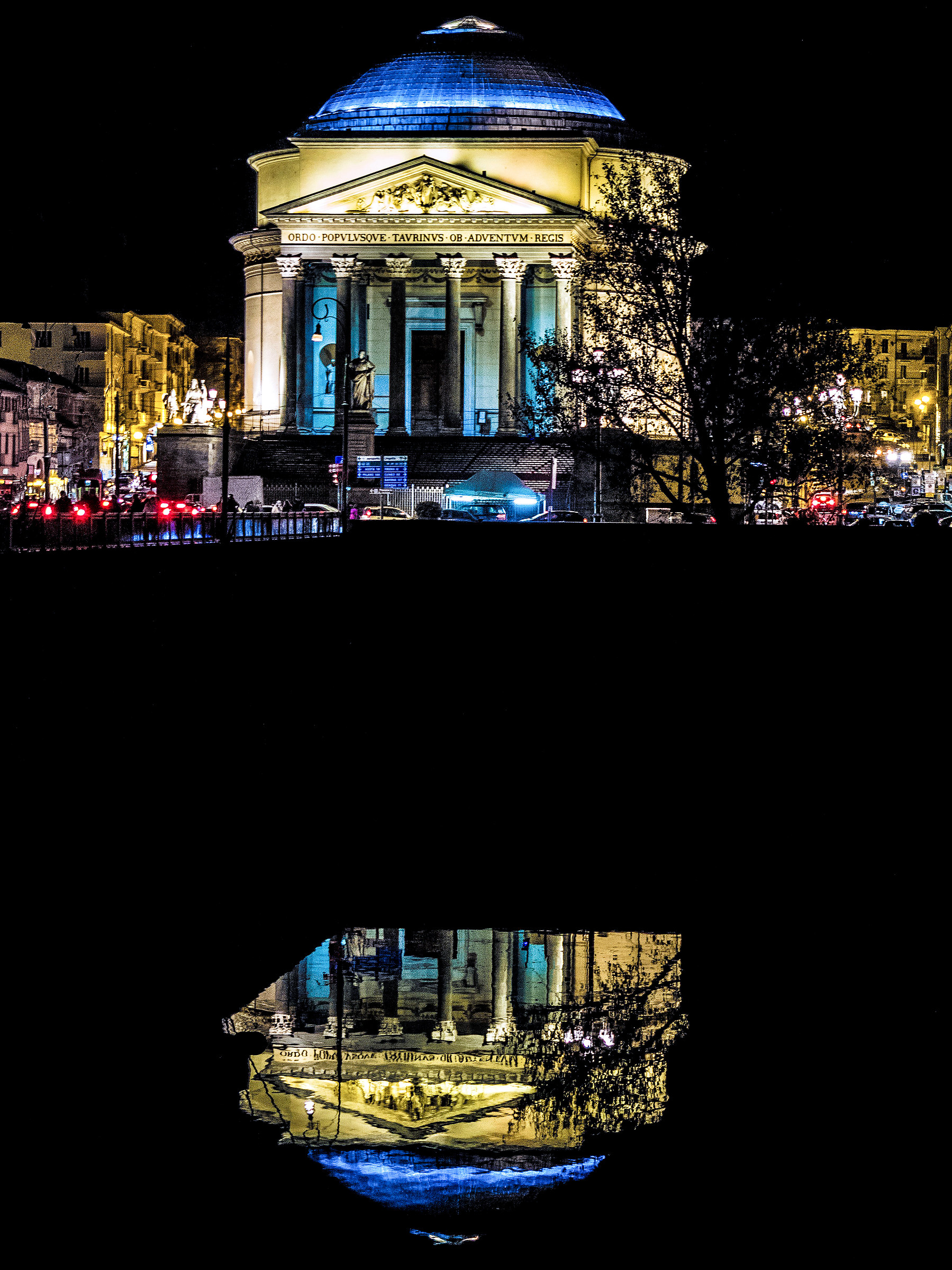 The church of the Gran Madre that is reflected in the Po