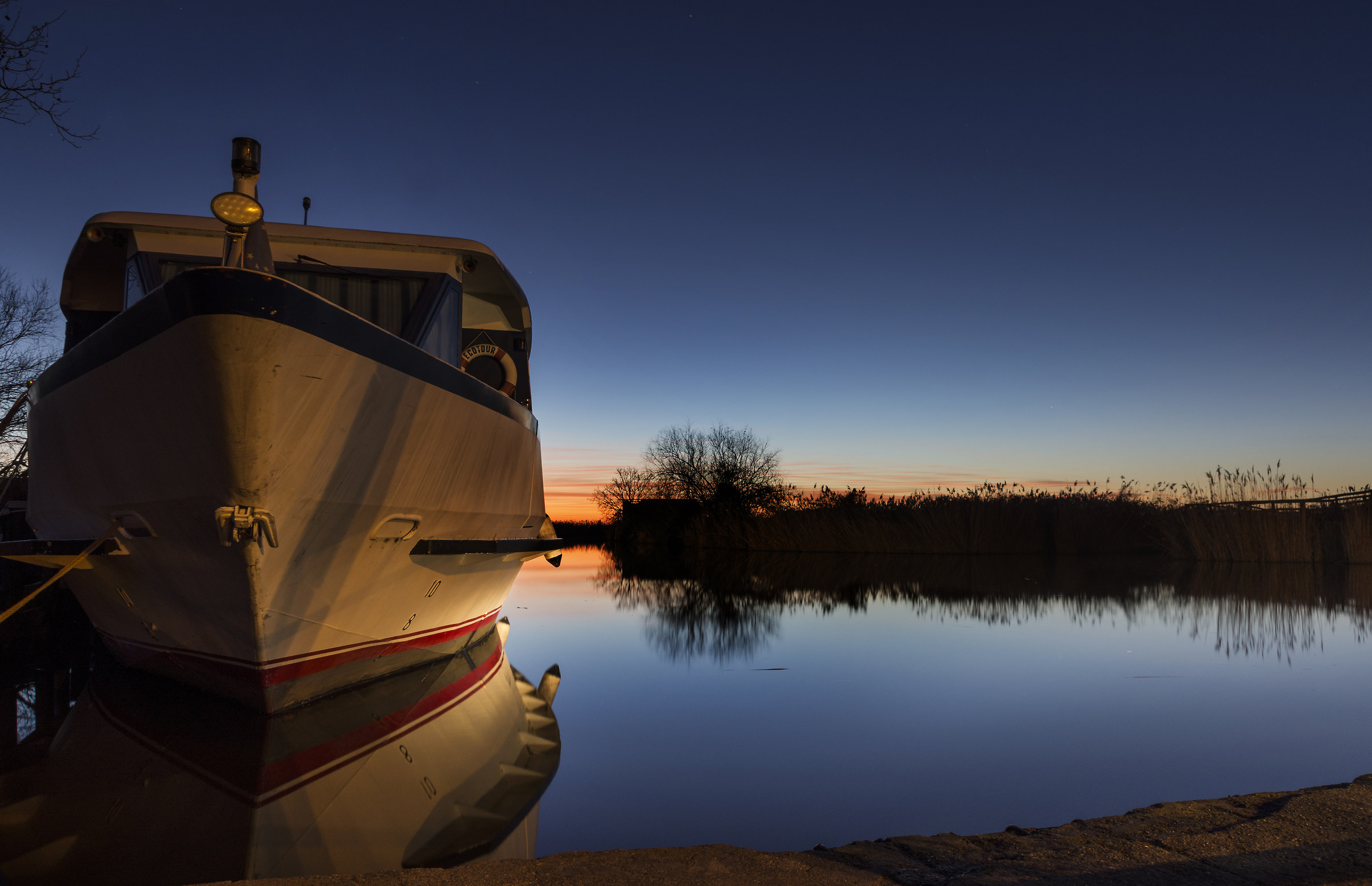 sunset on the lake of massaciuccoli