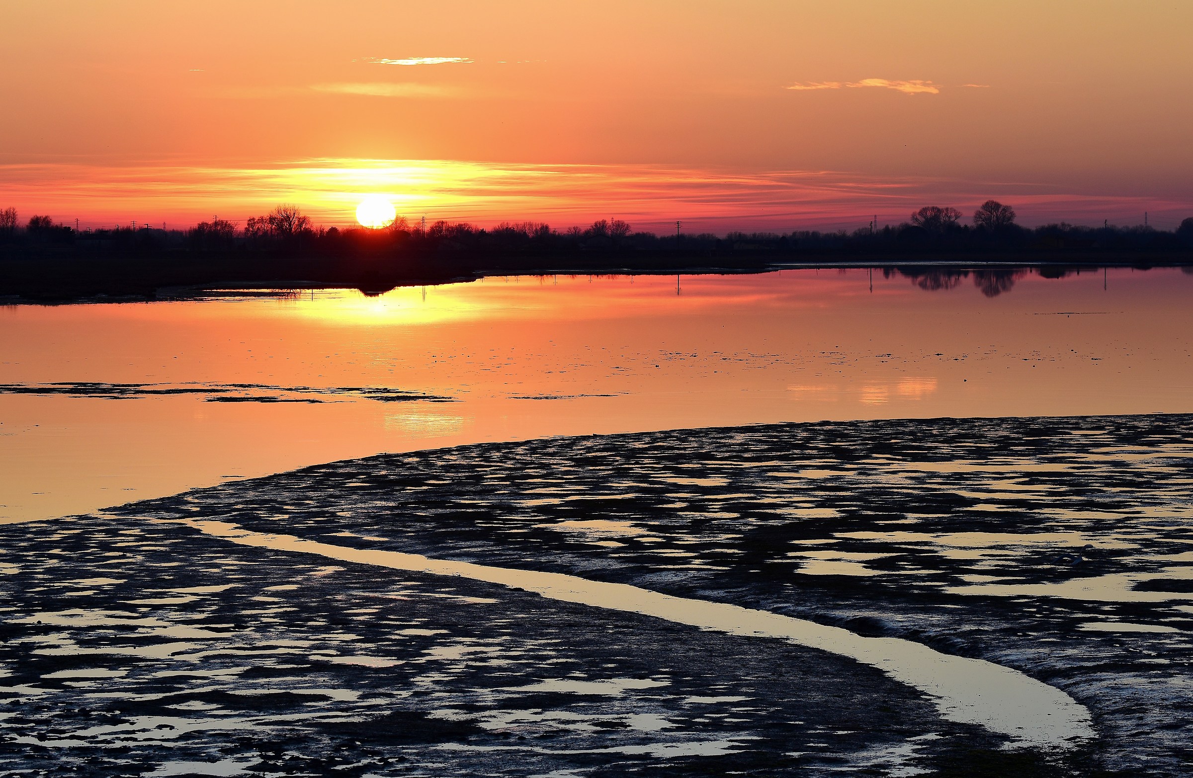 Sunset in the lagoon.