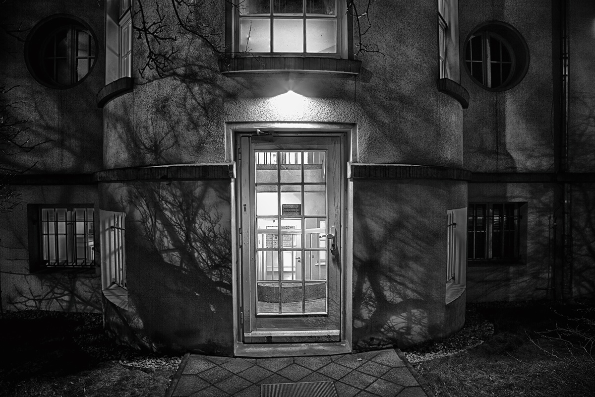 The bright entrance in the night