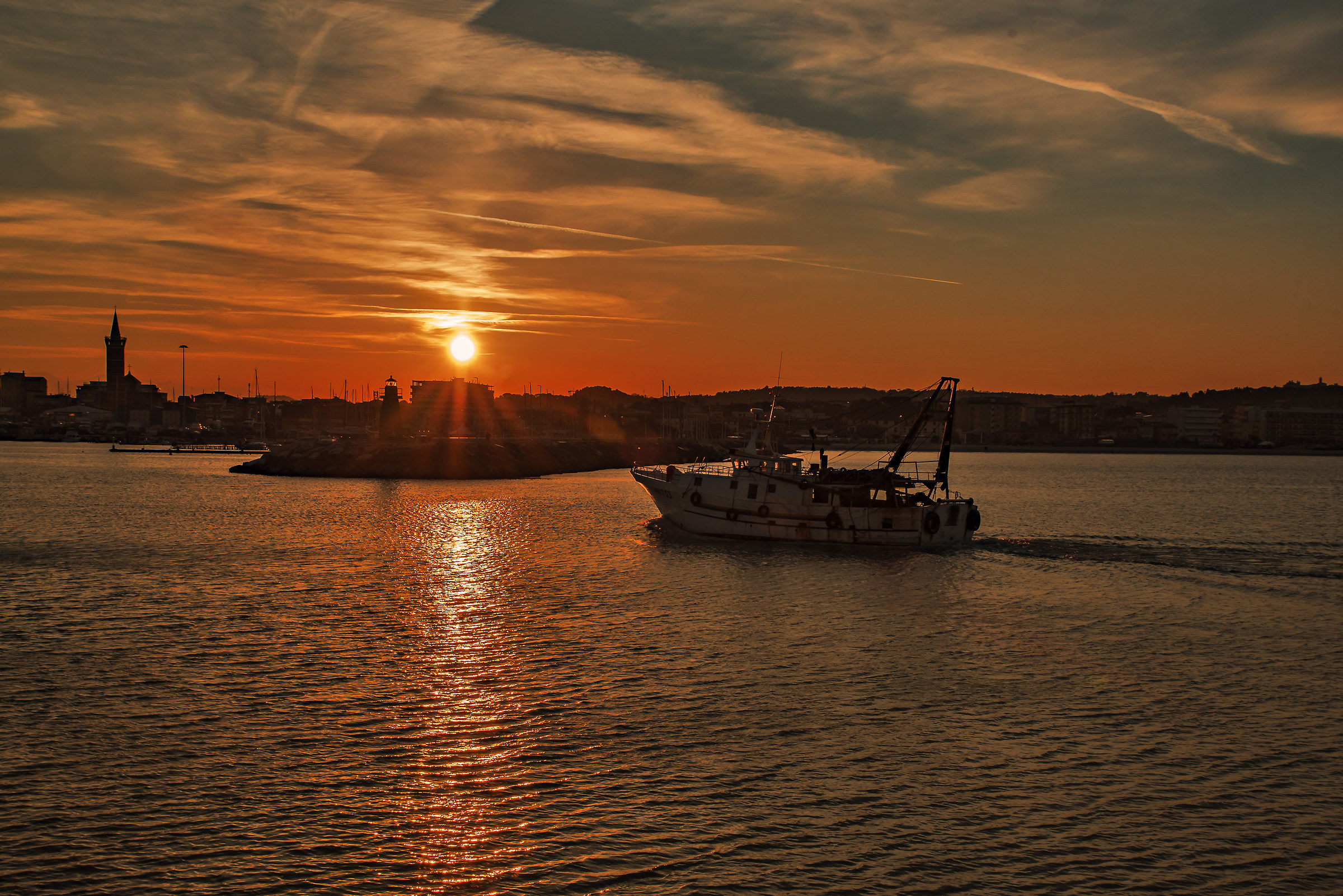 Fishing boat returning to port