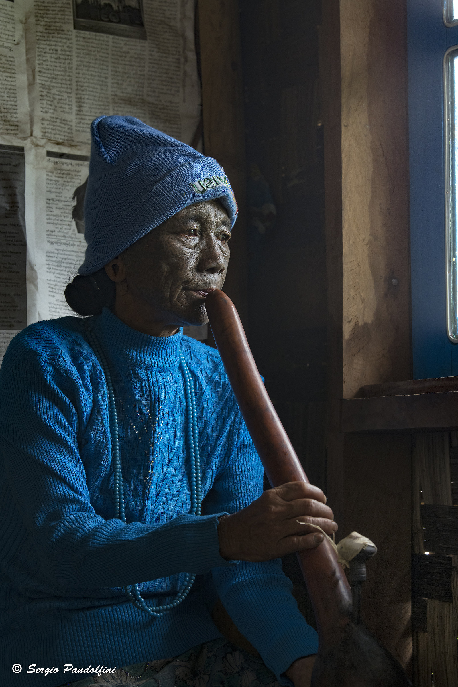 Tattooed smoker woman