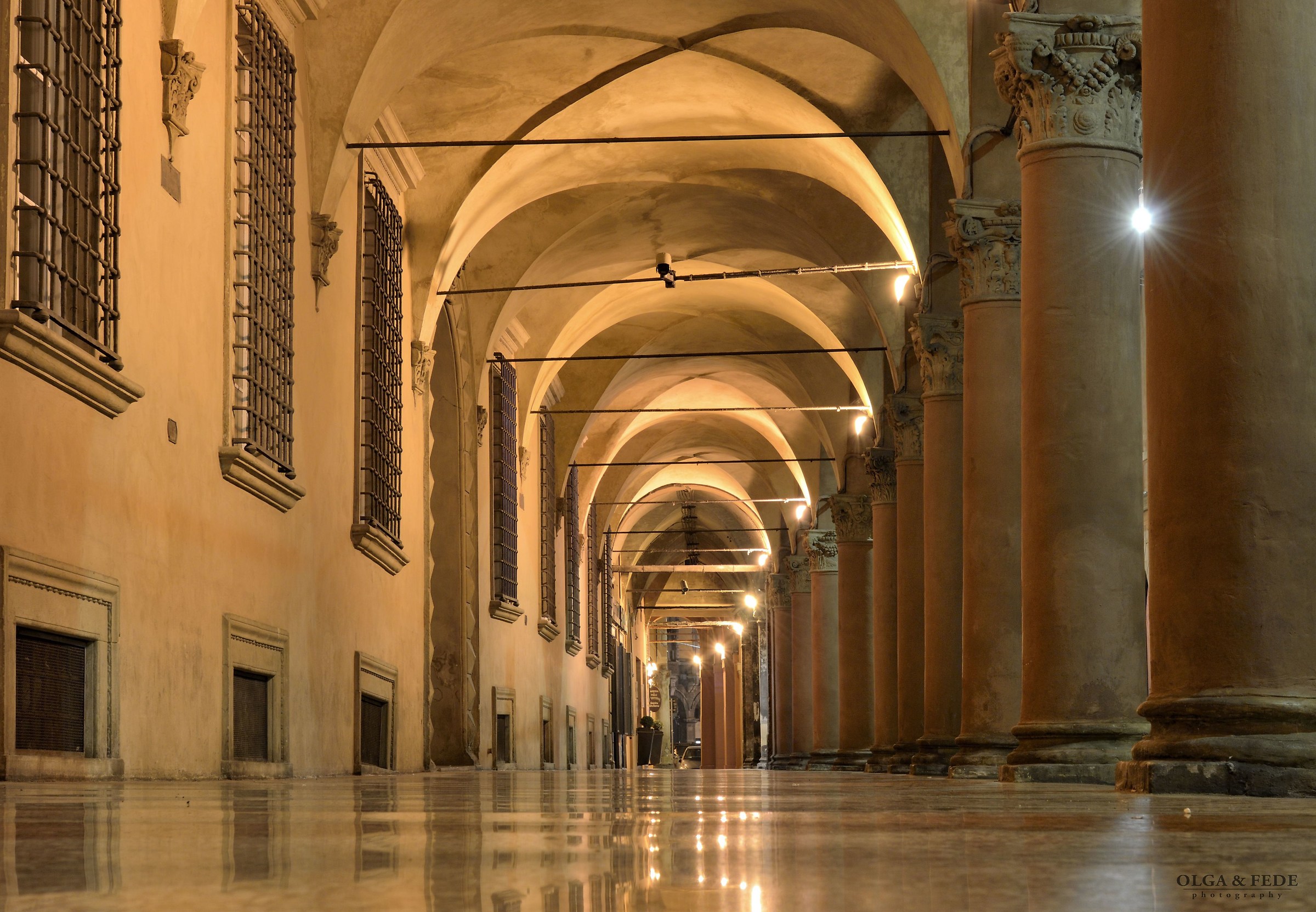 The arcades of Piazza Santo Stefano