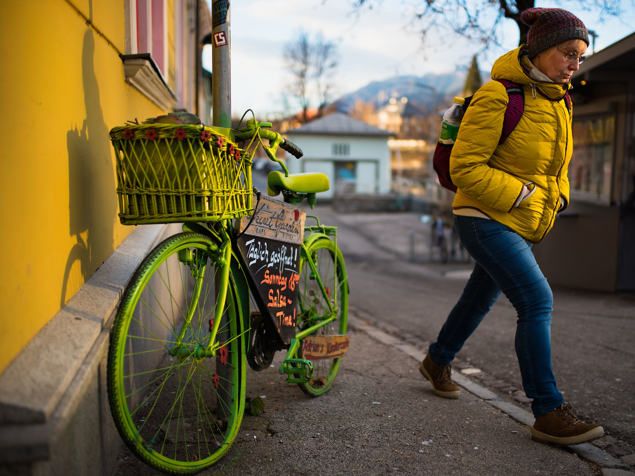 The shadow on the bike.