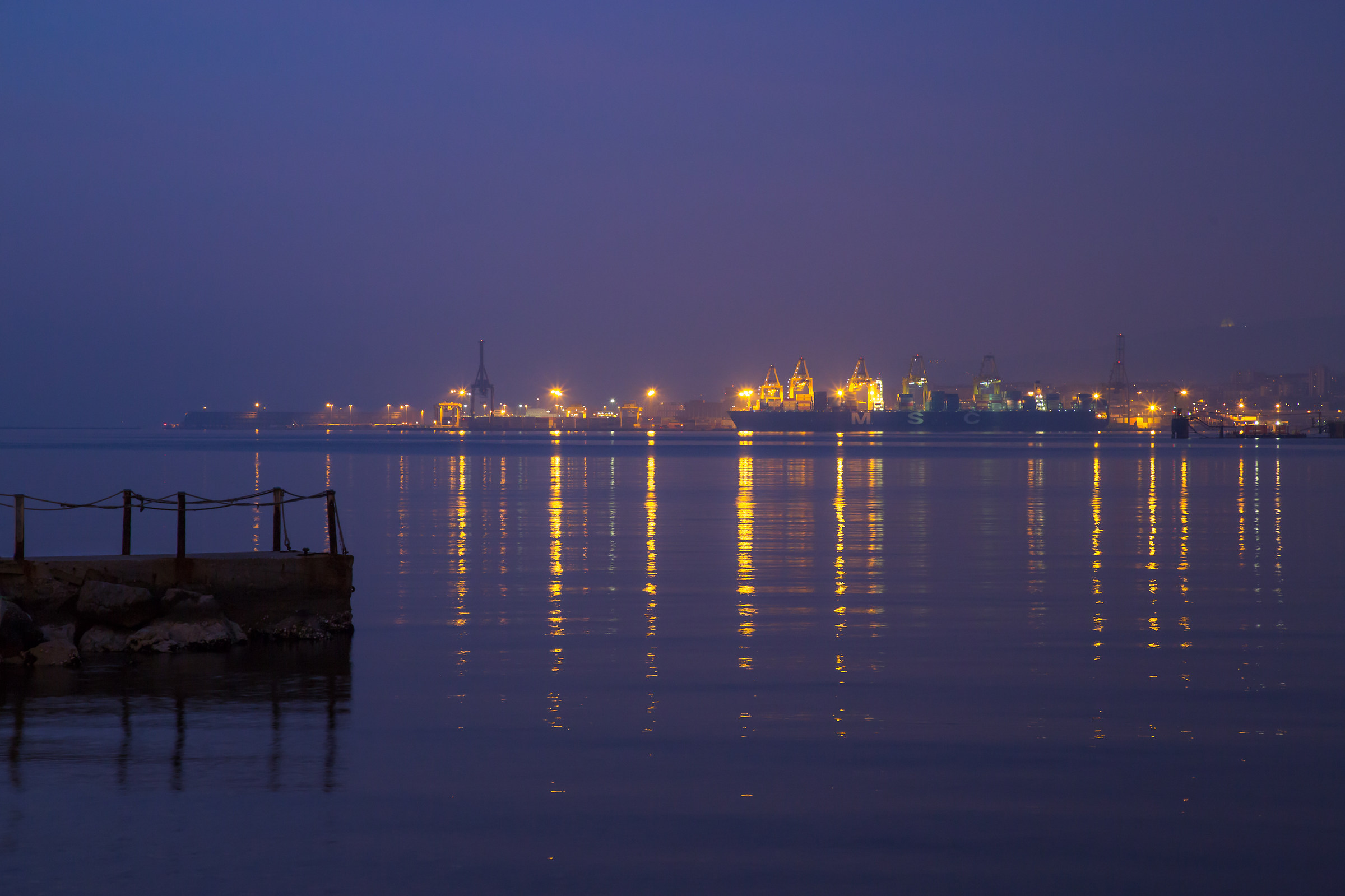 Port of Triest at sunset