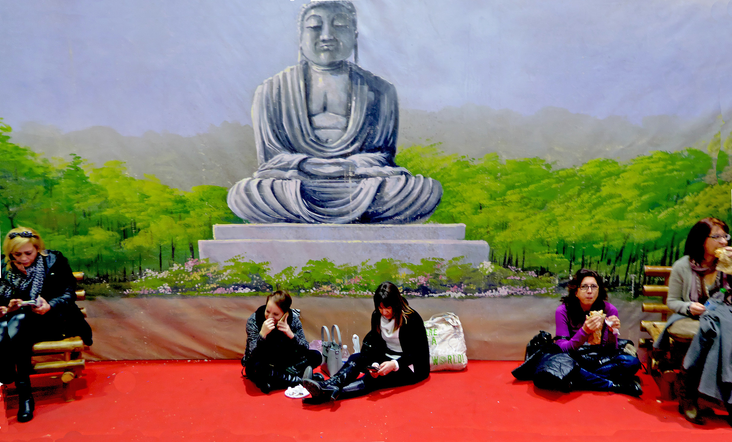 various activities under the attentive gaze of the Buddha