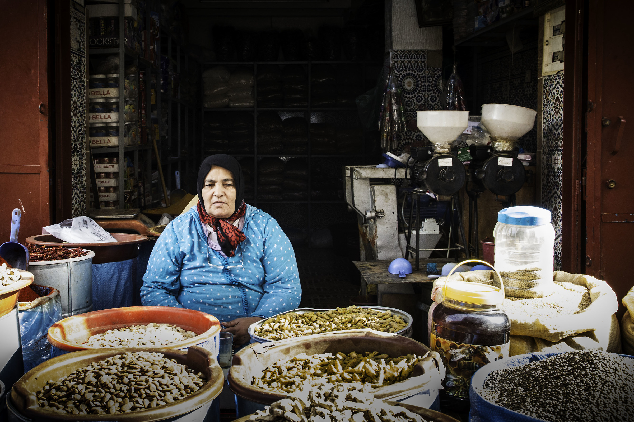 Portraits in Medina - The seller of dried fruit