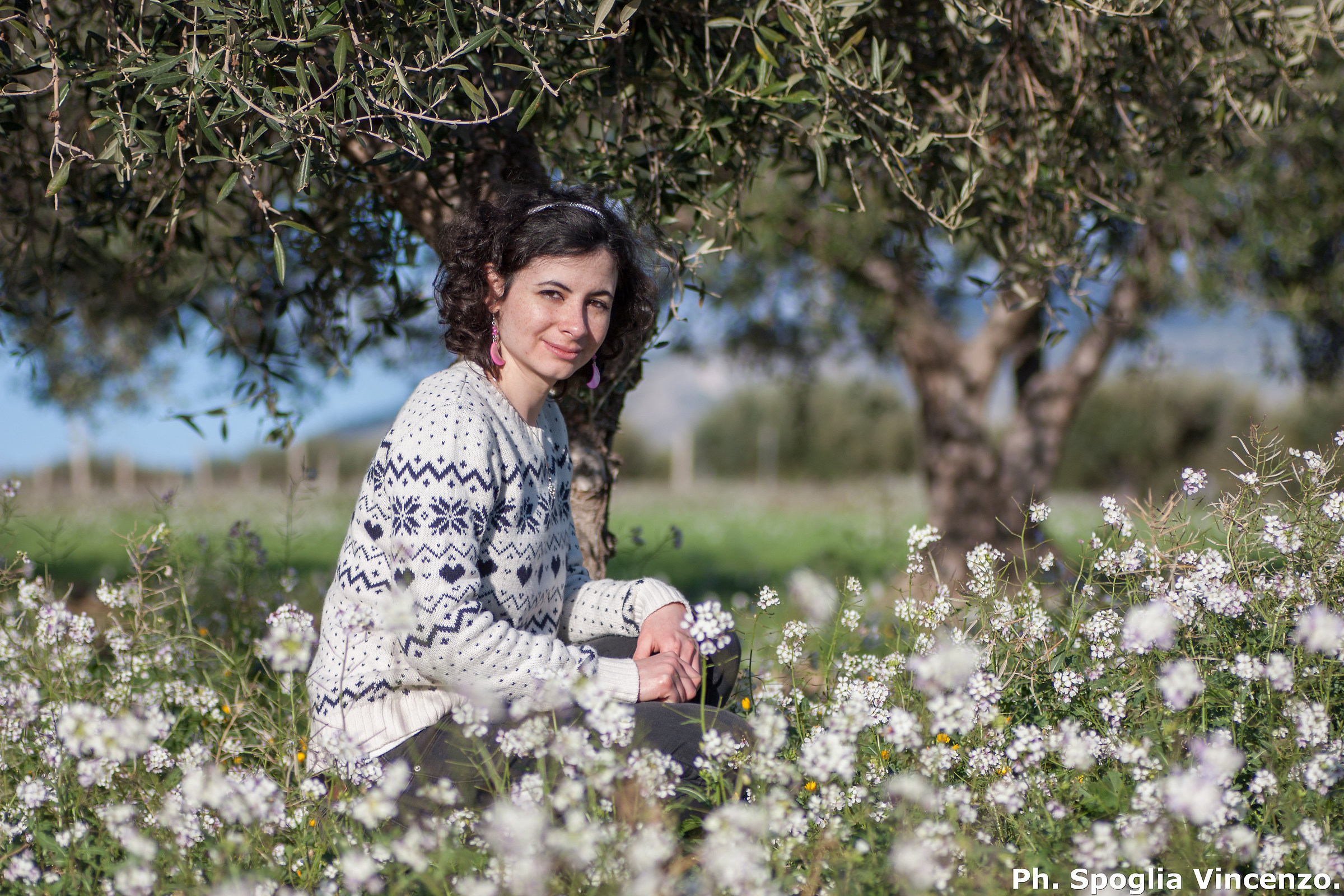 Giusy among the olive trees