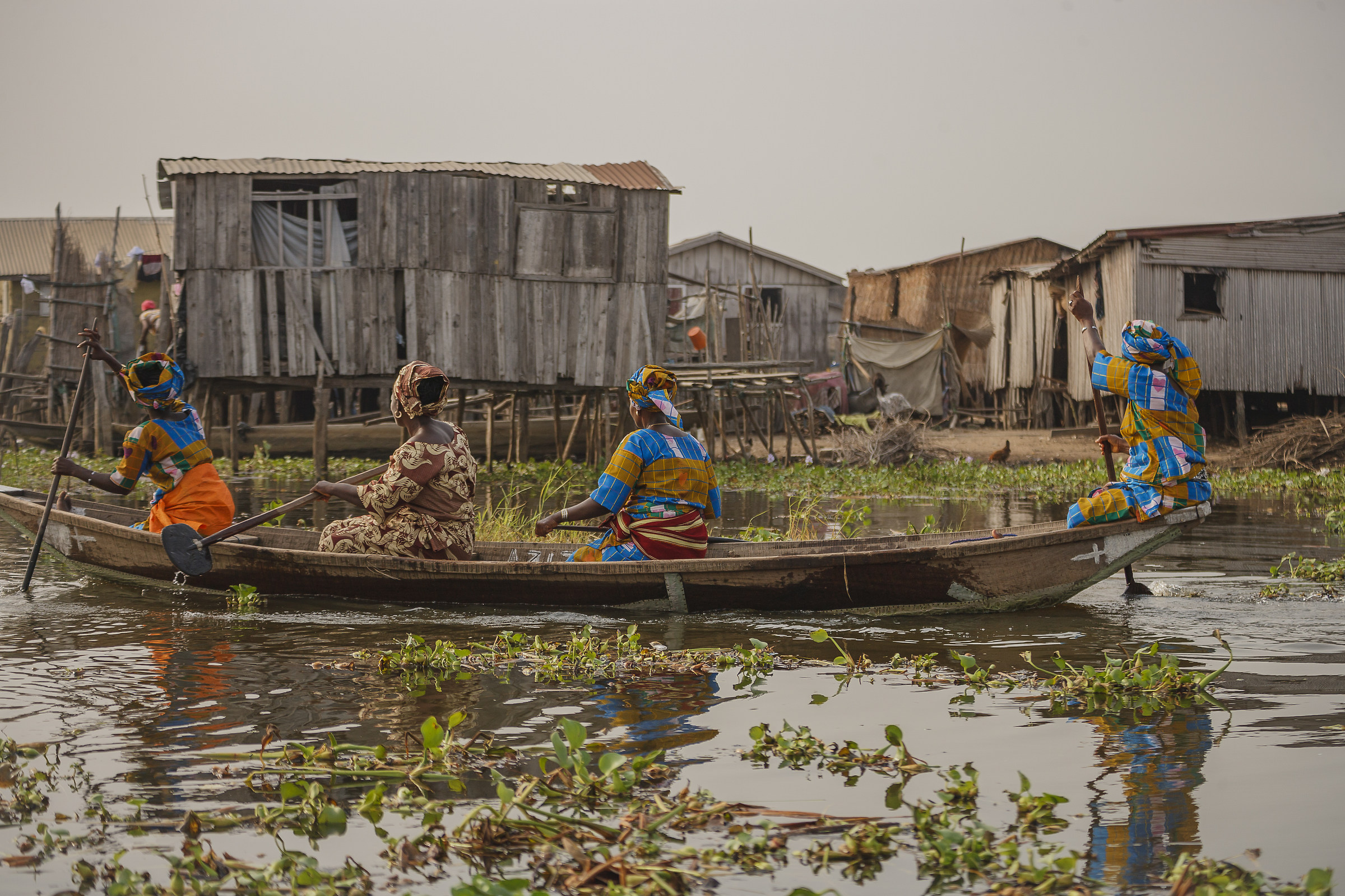Benin-Ganvié.Area di Villaggi lacustri.Pescatori.