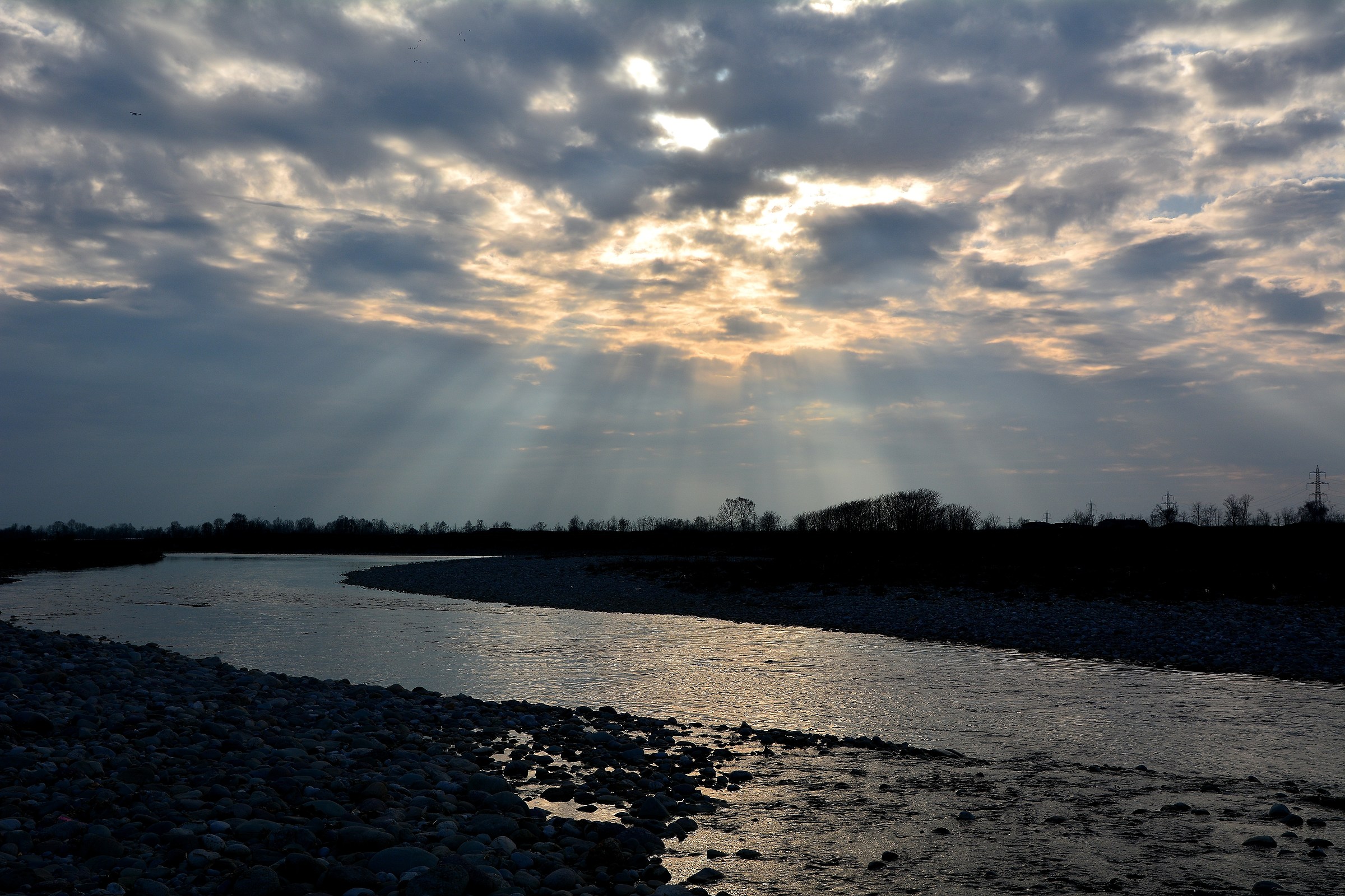 Towards evening a walk on the river