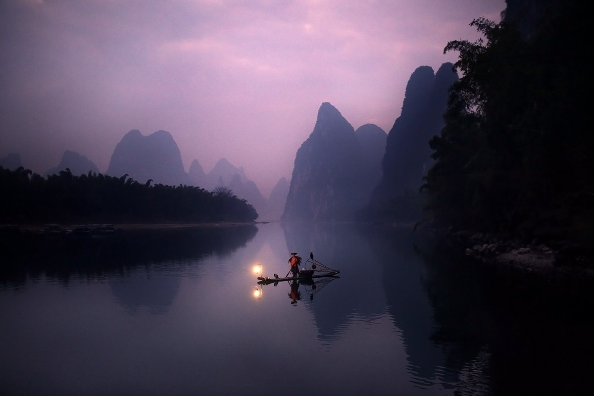 Sunrise on the Li river, China