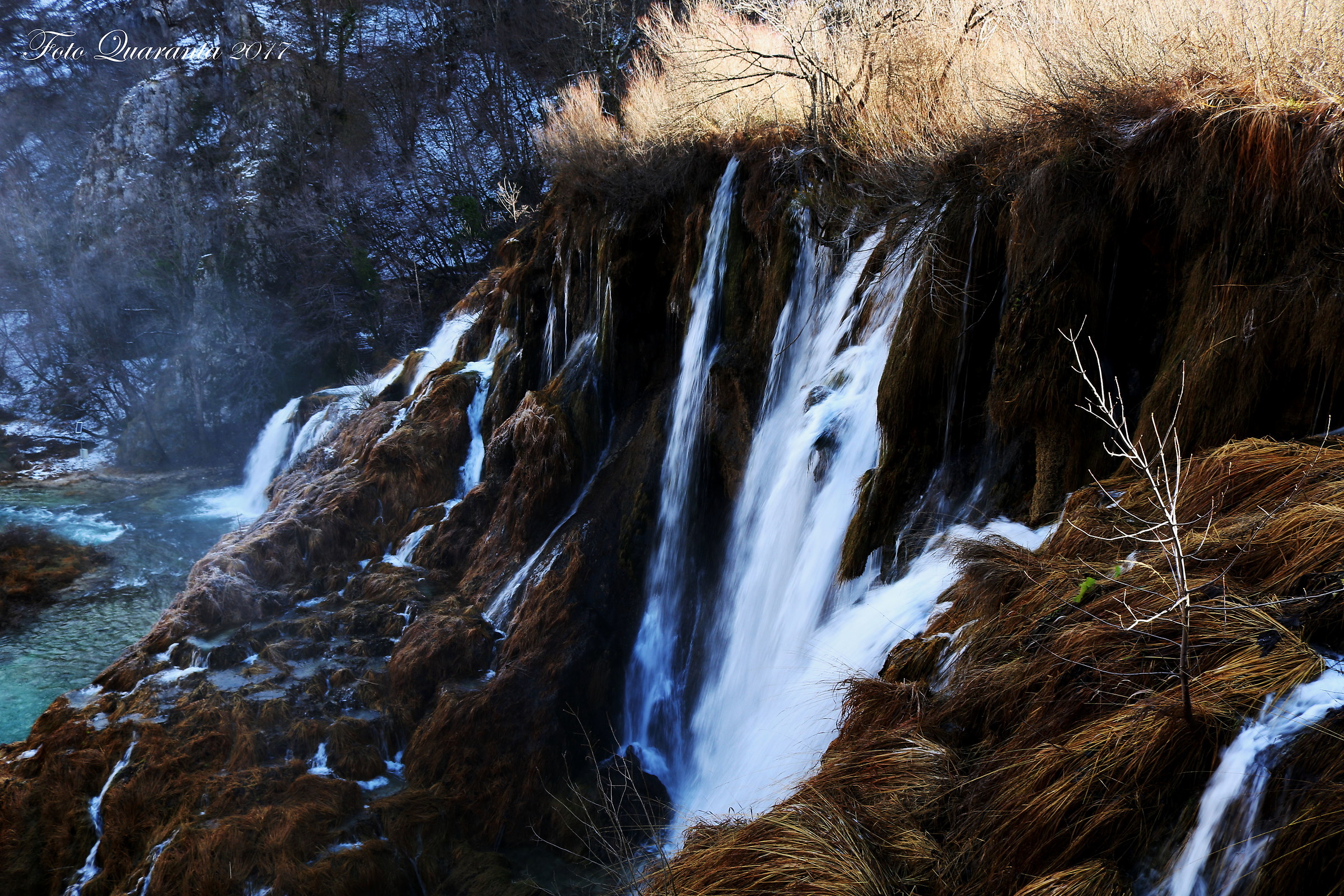 Waterfall in Plitvice Lakes lake