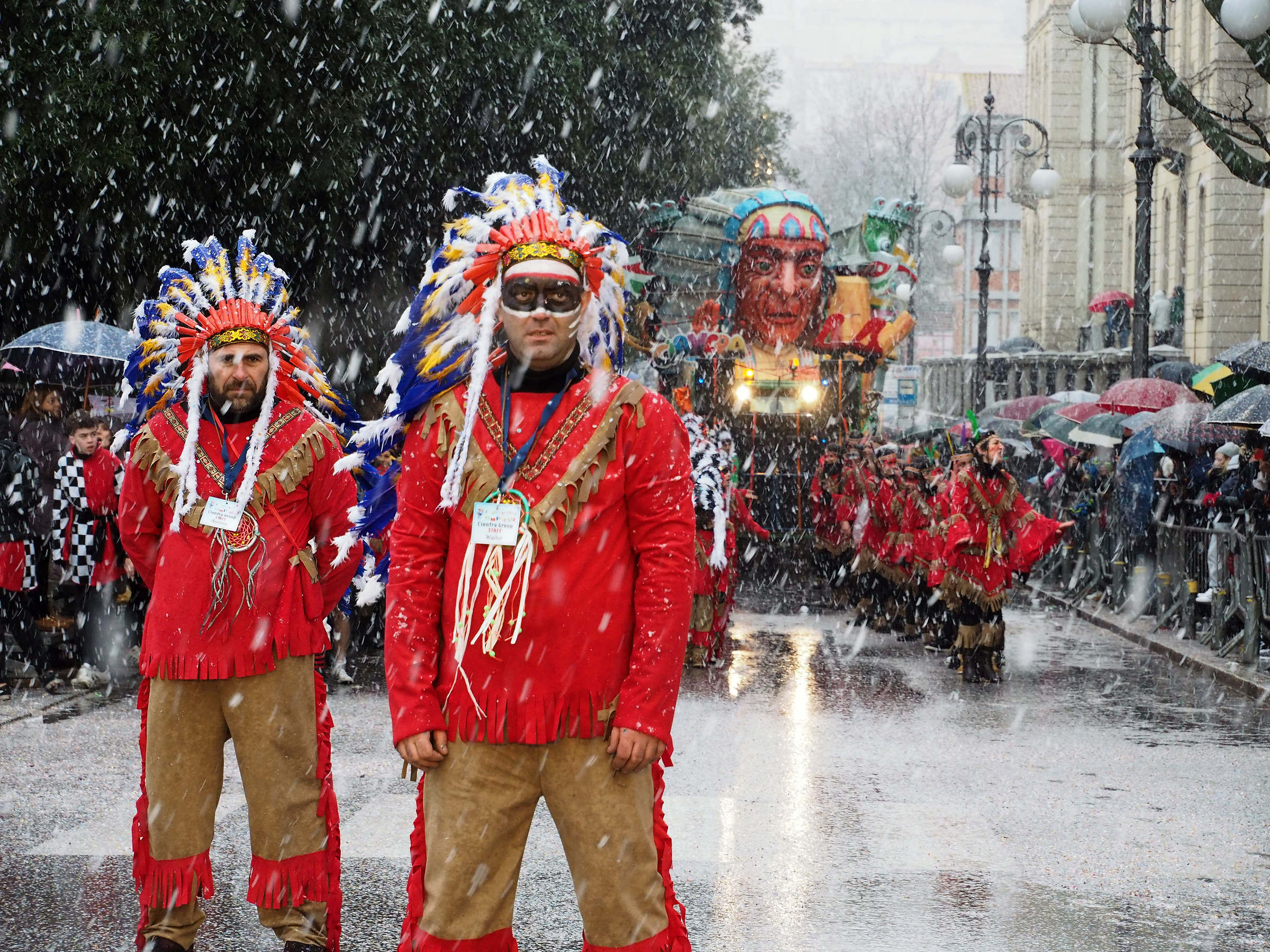 Temple carnival under the snow