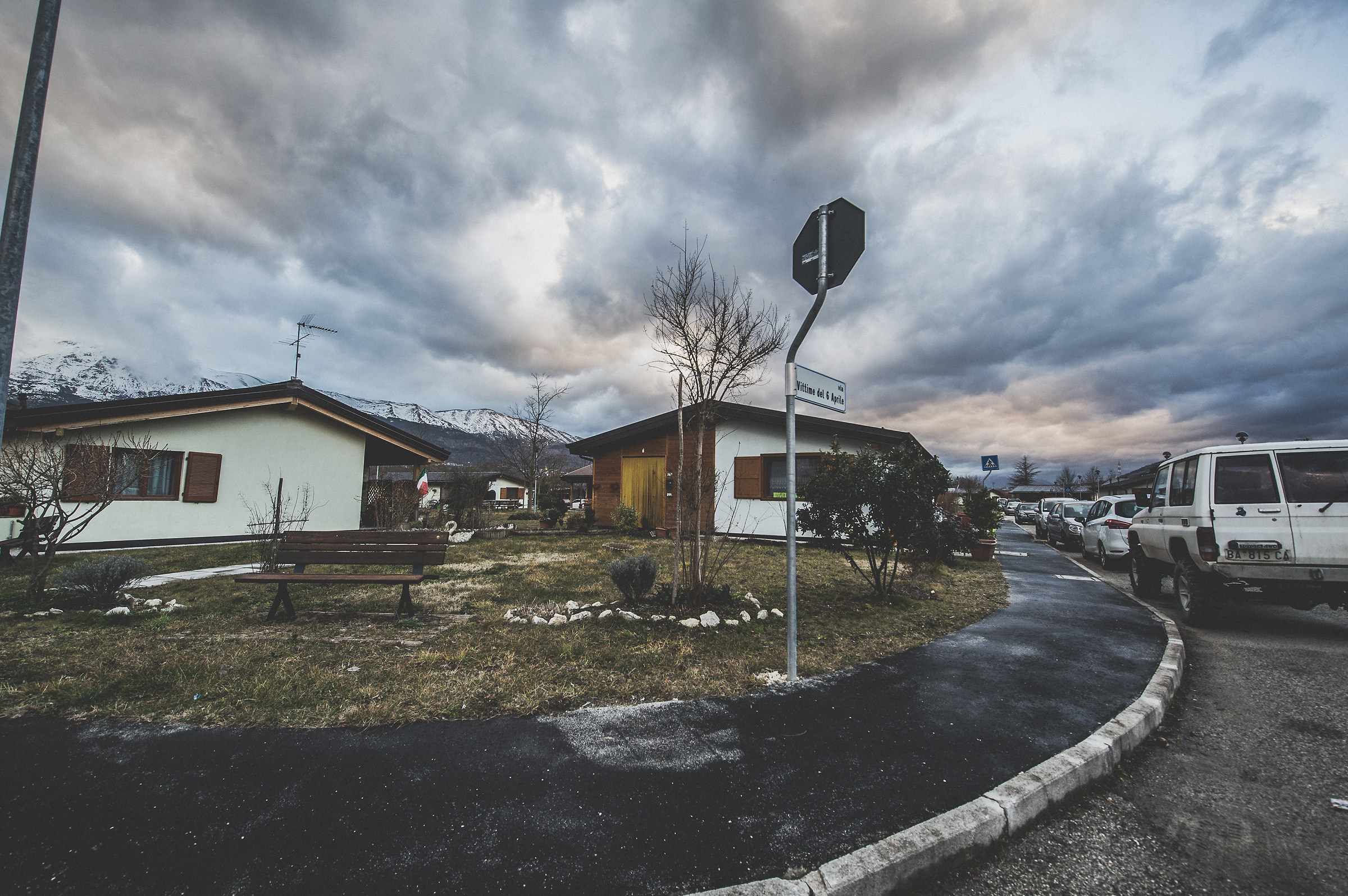 A street commemorates the victims of 6 April, Onna