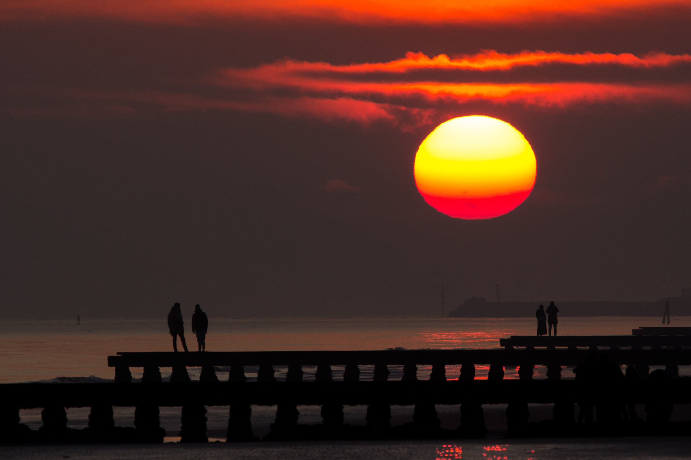 Winter sunset on the sea