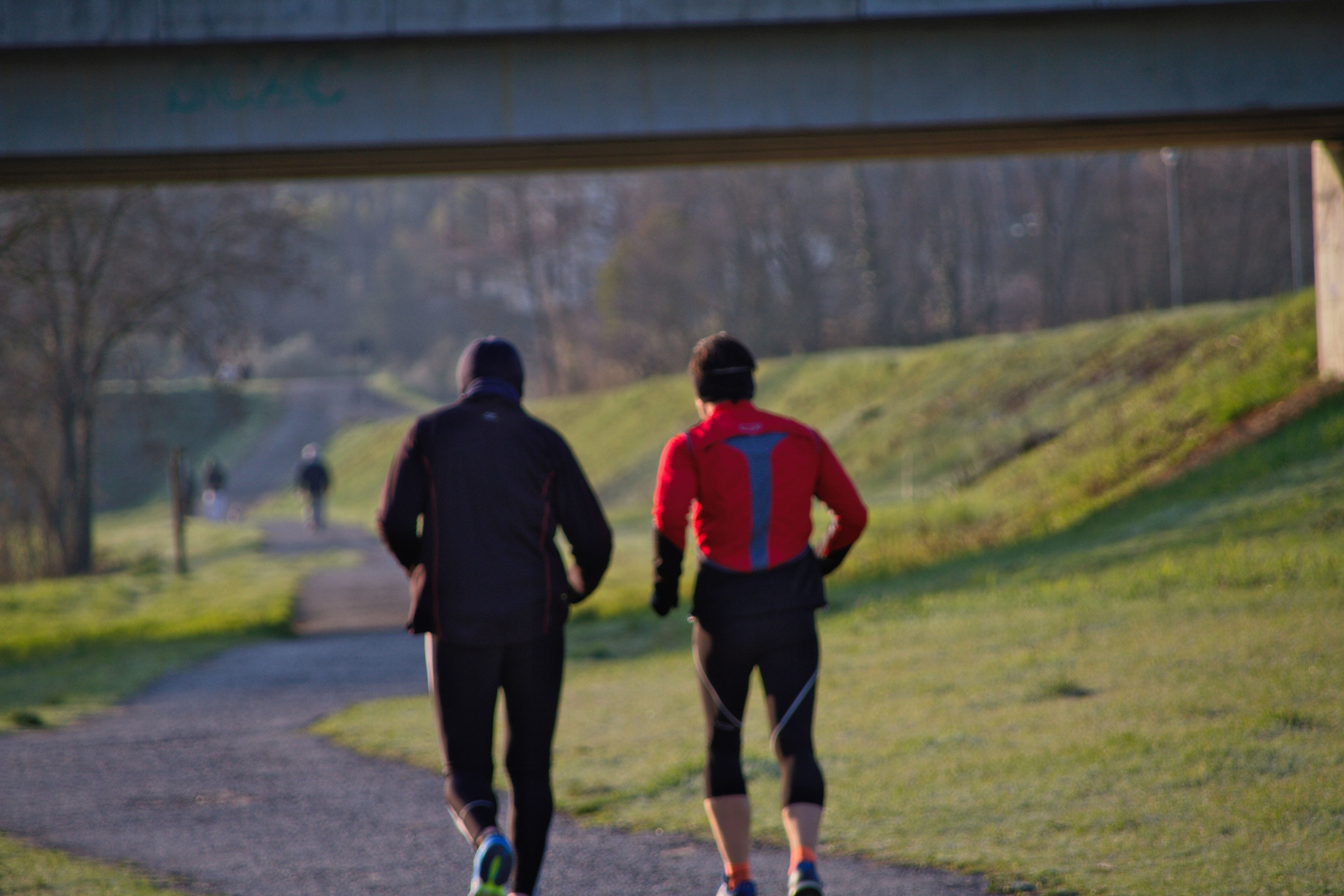 running along the river