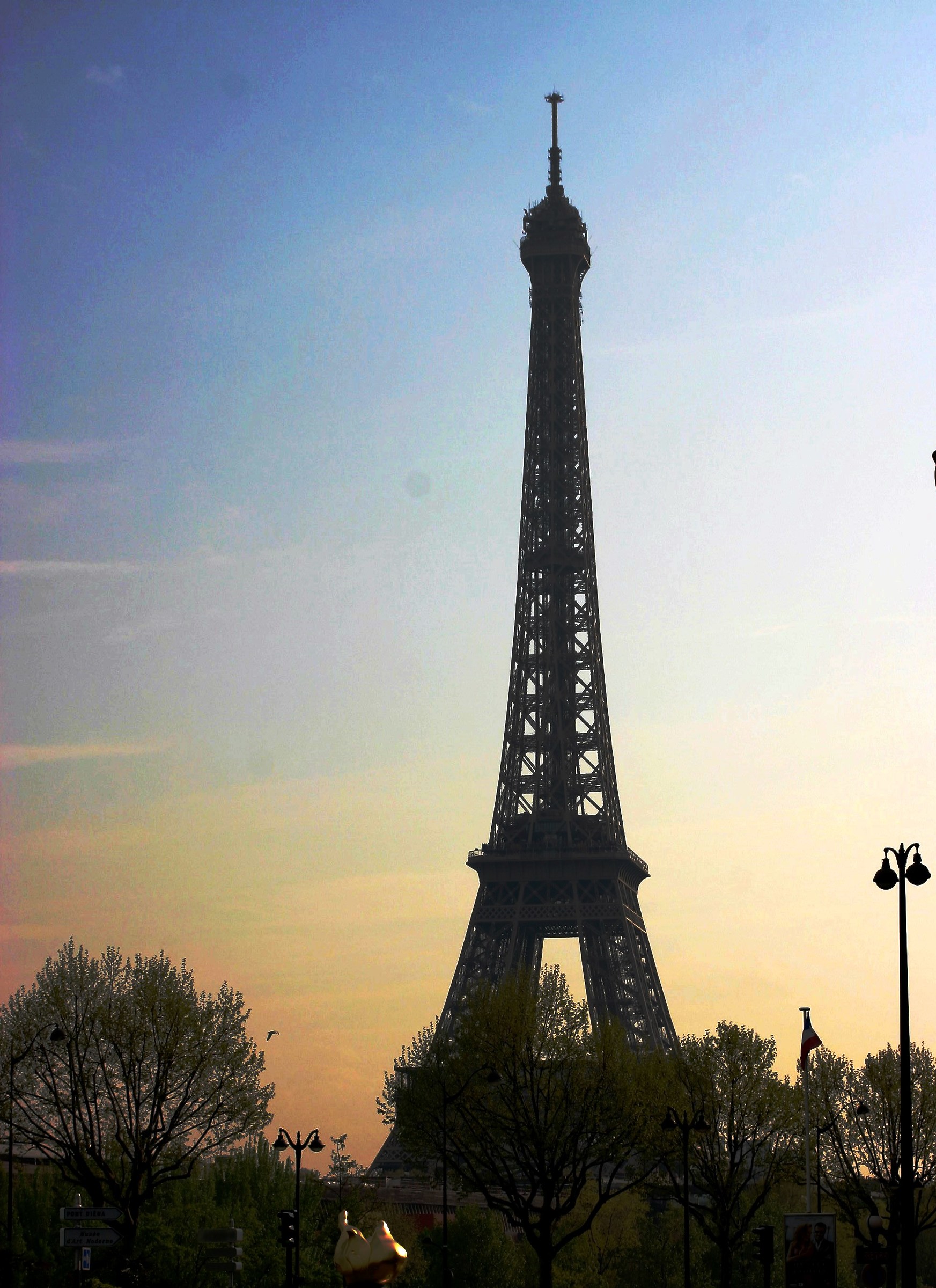 The Eiffel tower at sunset