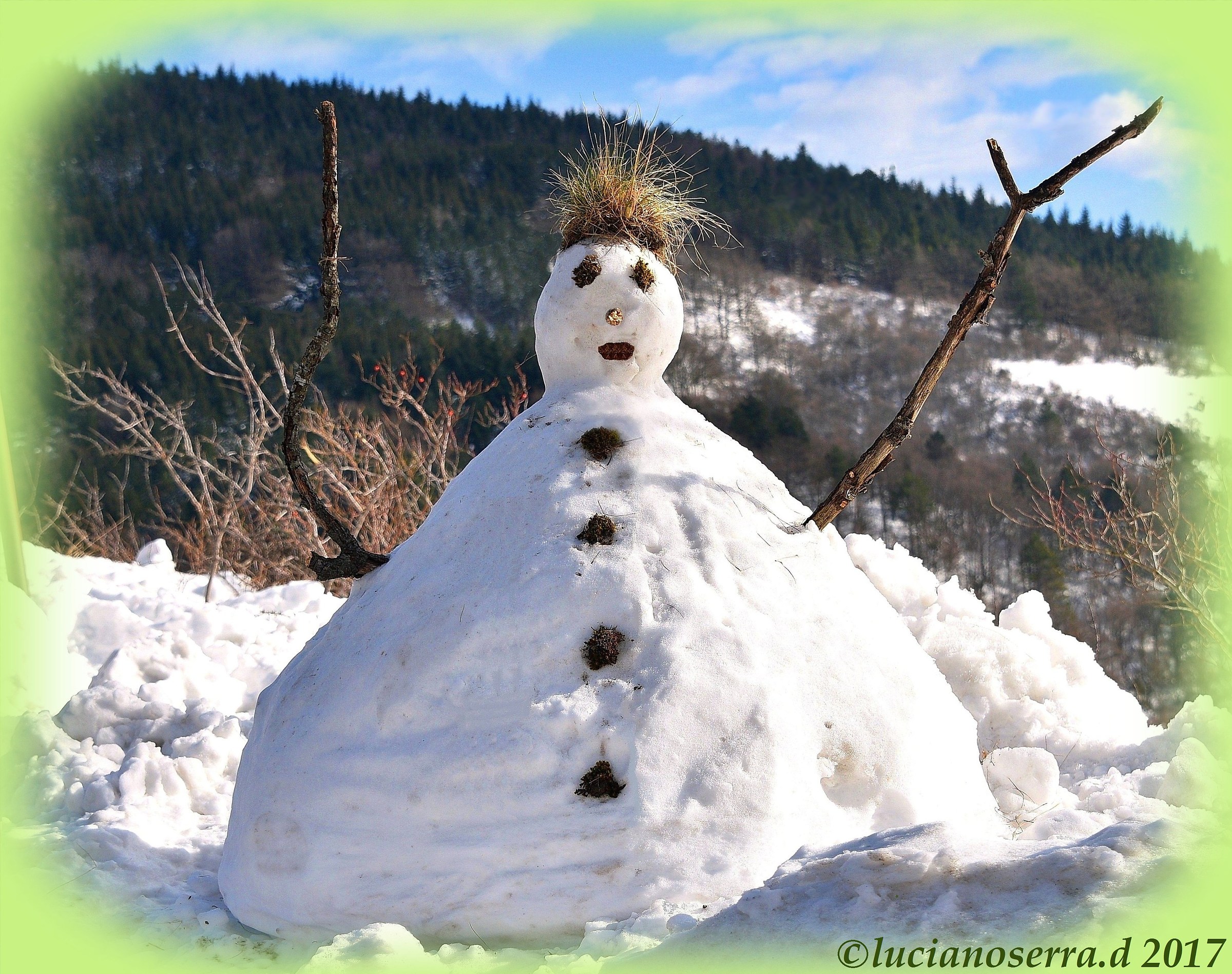 Pupazzo di neve "con i capelli"
