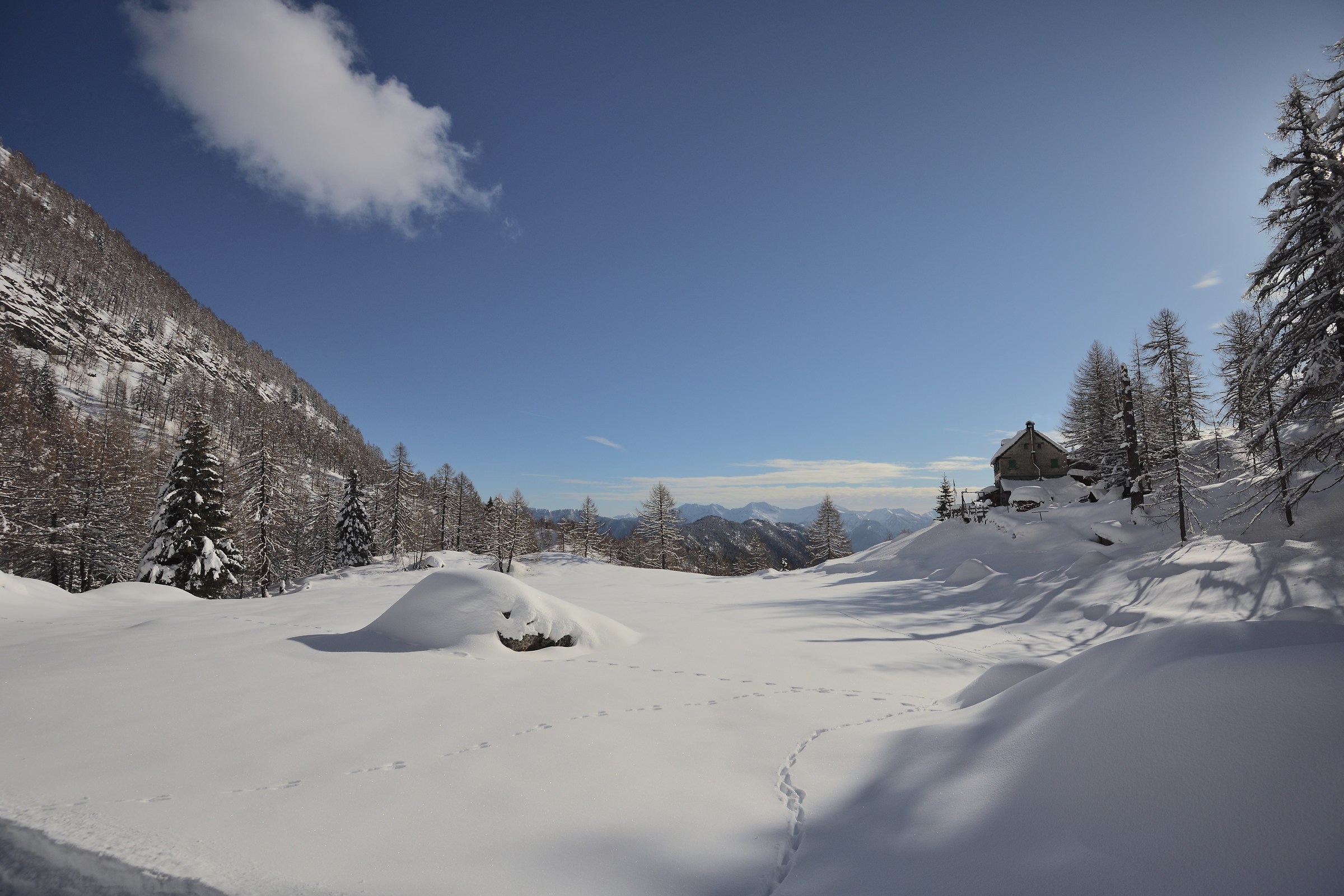 the basin of the Alpe Solcio with the rif.Crosta on the ds