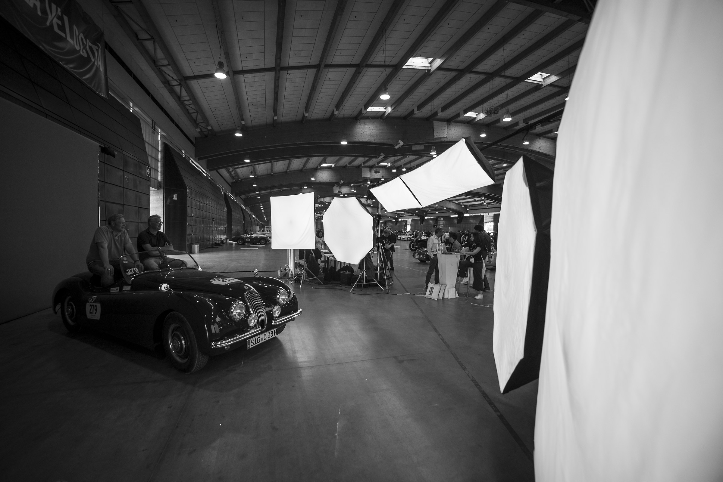 Posing with the model