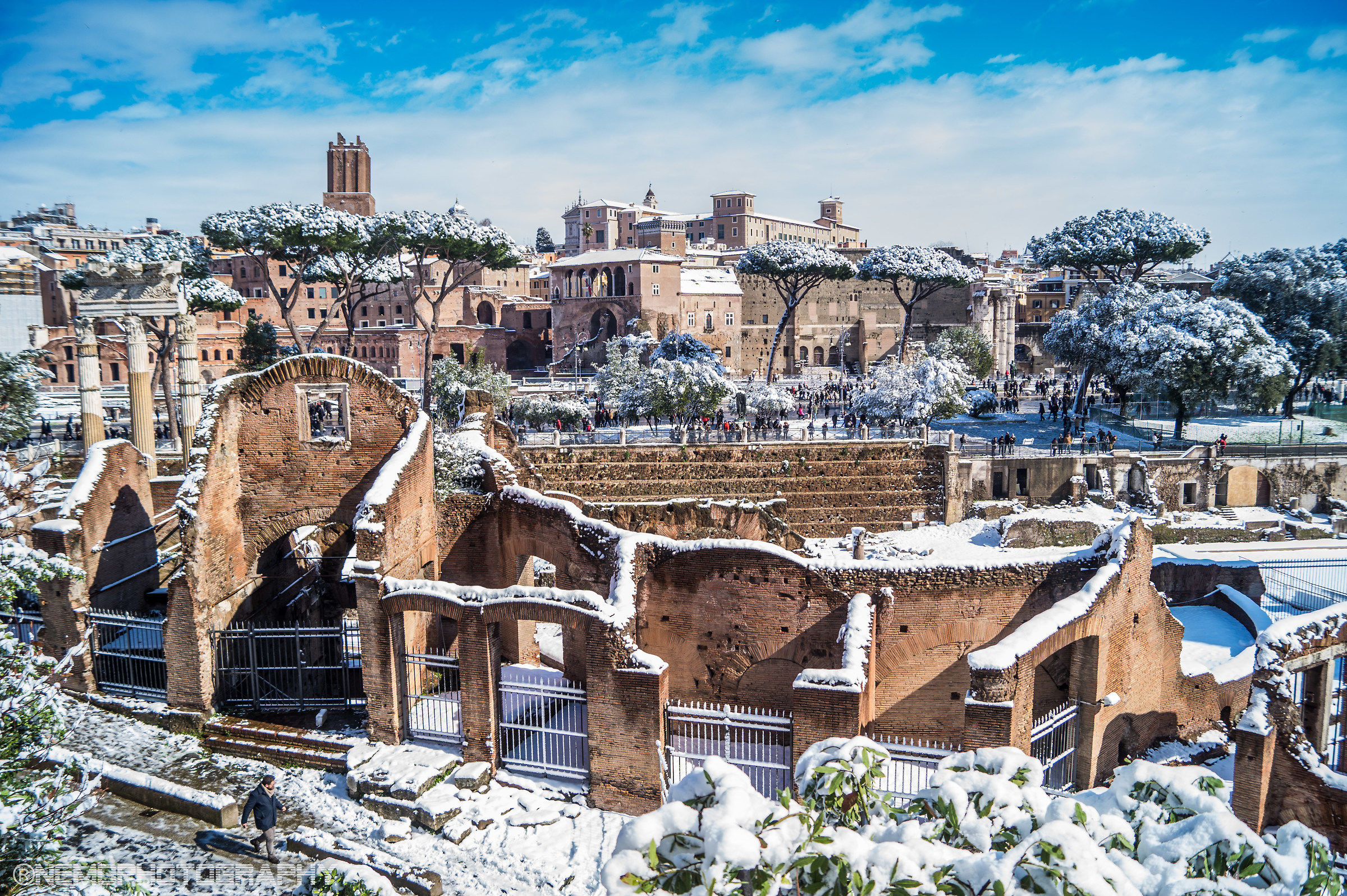 Snow-covered antiquities