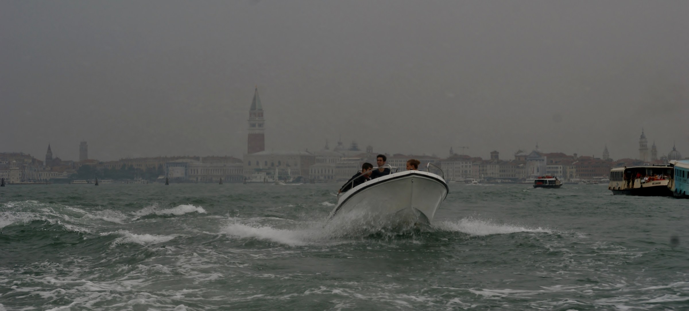 Motorboat in the lagoon