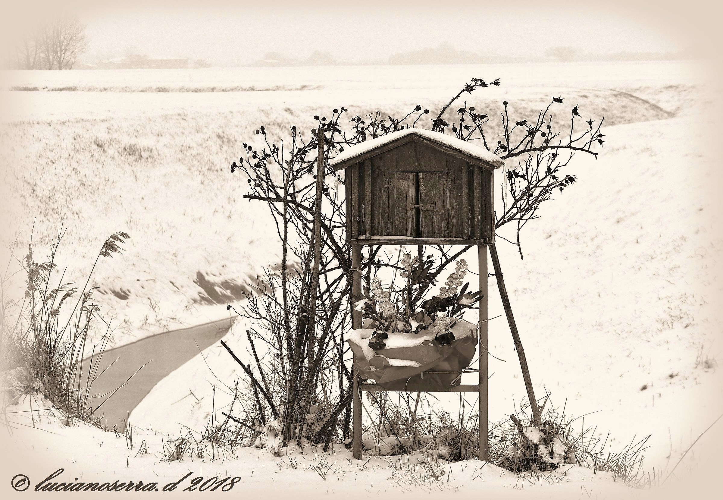 Piccola edicola votiva:... "oggi chiuso per neve"....
