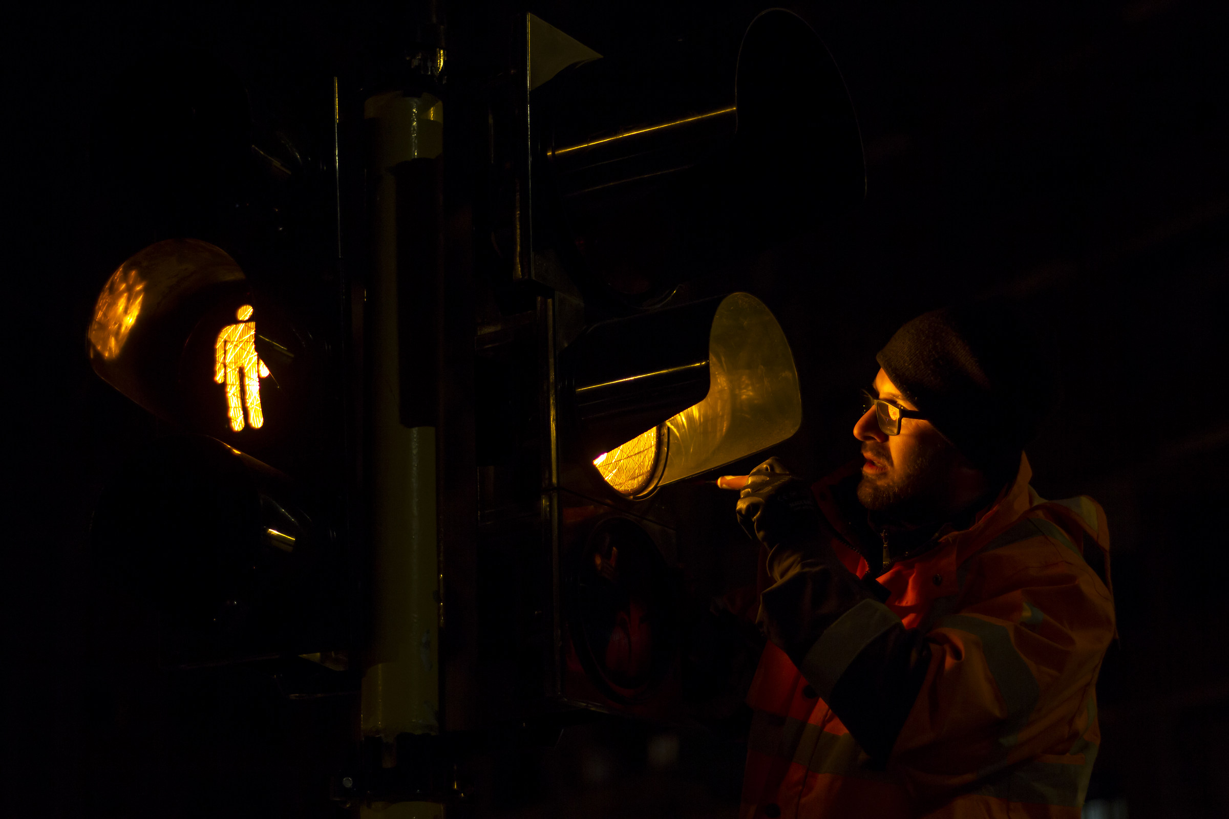 A traffic light to be repaired